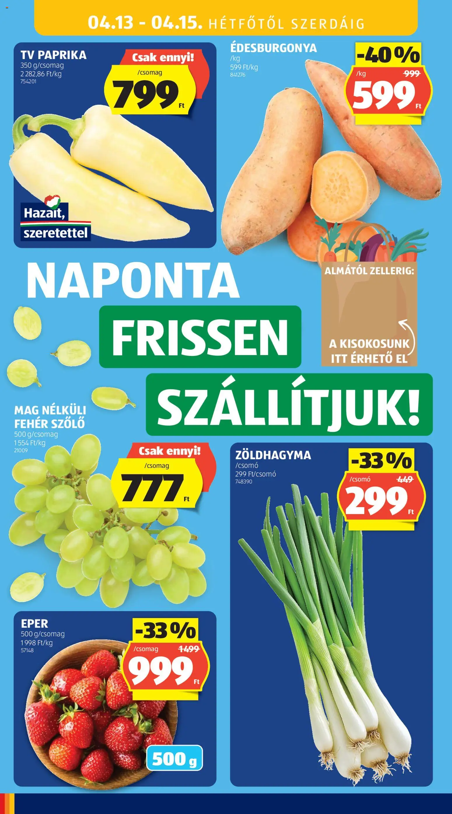 Aldi akciós ujság - amely érvényes a következő dátumtól: 09.04.2026 | Oldal: 32 | Termékek: Szőlő, TV, Édesburgonya, Zoldhagyma