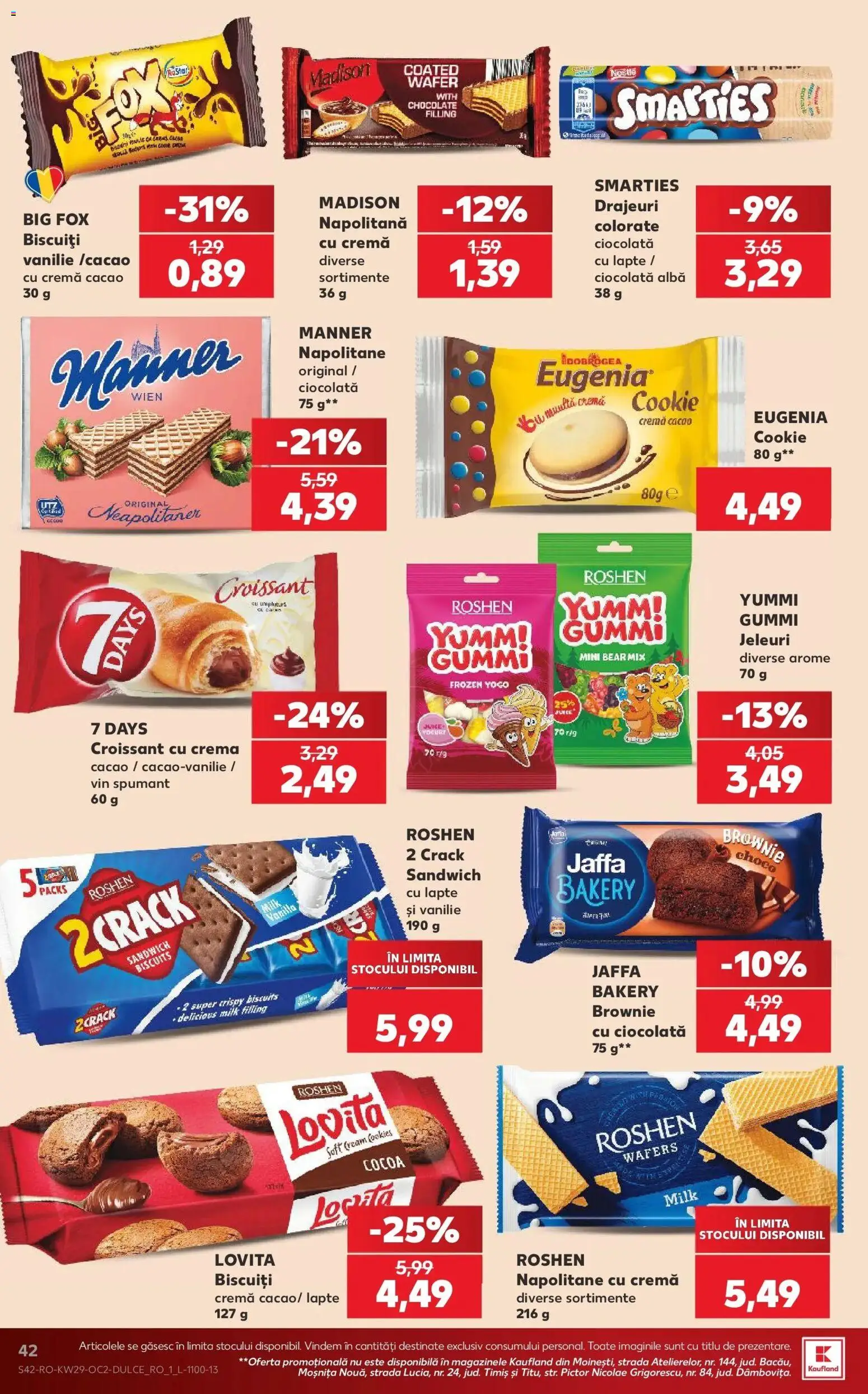 Noul catalog Kaufland – valabil de la 15.07.2026 | Pagină: 42 | Produse: Alba, Fox, Napolitane, Cacao