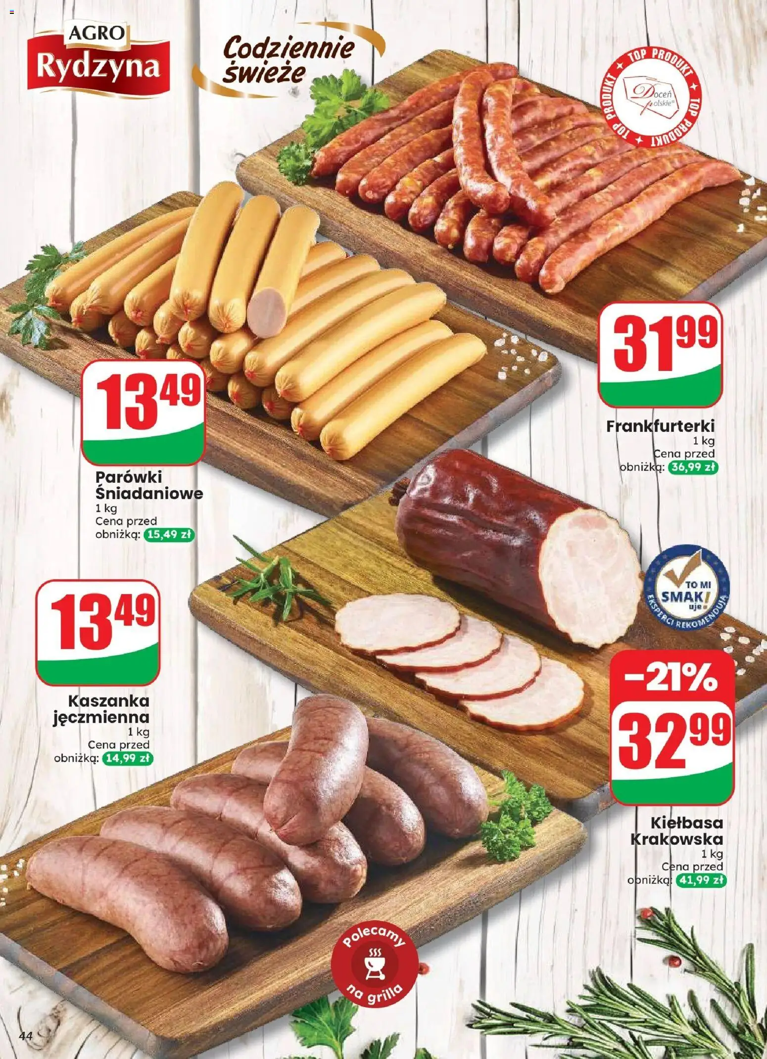 Dino gazetka od 12.08.2026 | Strona: 44 | Produkty: Top, Parówki, Kaszanka, Kiełbasa krakowska