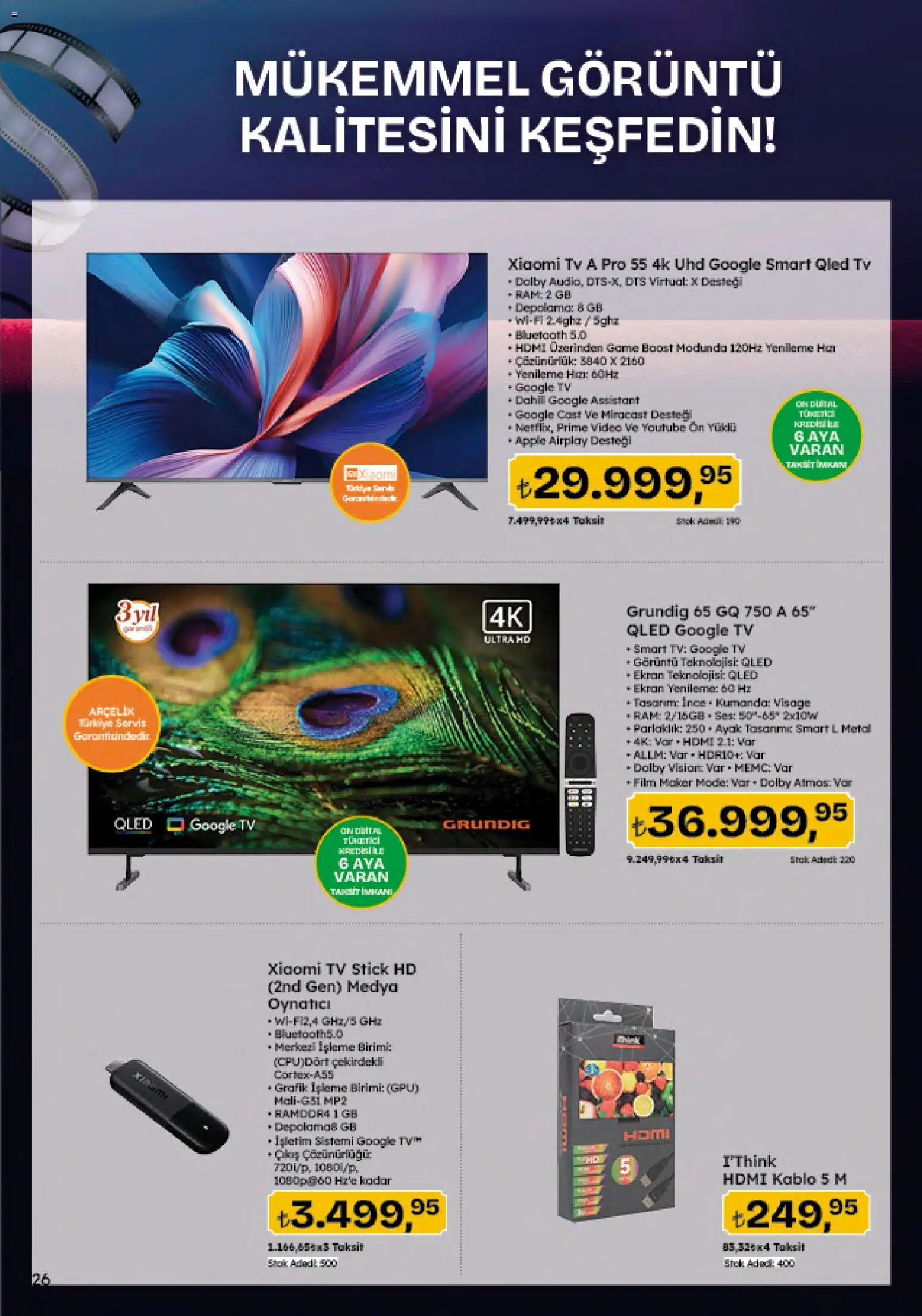 Migros Katalog - 5M Migroskop Dijital - 20 Ağustos 2026 tarihinden itibaren geçerlidir | Sayfa: 149 | Ürünler: TV, Video, Kablo