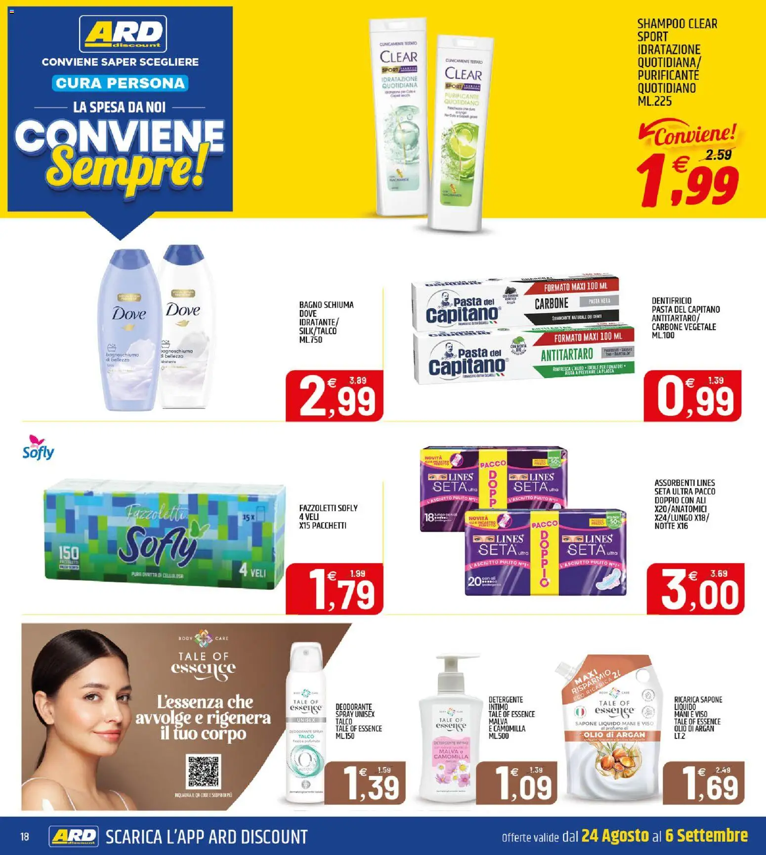 Volantino ARD Discount del 24/08/2026 | Pagina: 18 | Prodotti: Shampoo, Bagnoschiuma, Bagno, Profumo