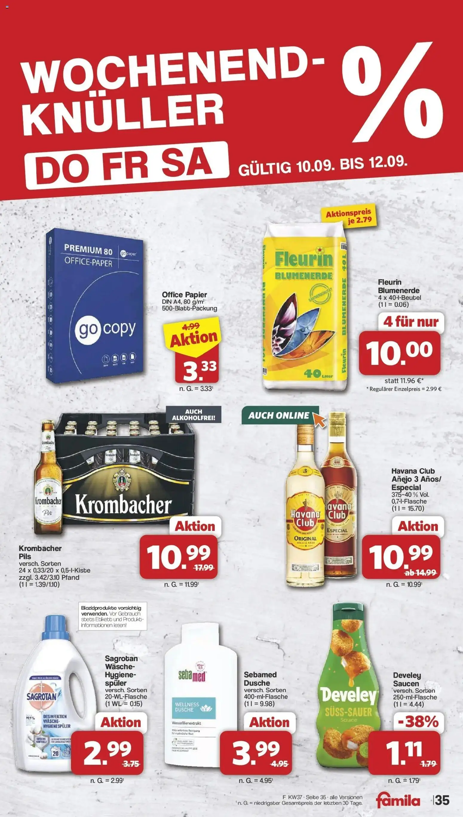 Famila Nordwest  Aktueller Prospekt – gültig ab 07.09.2026 | Seite: 37 | Produkte: Havana club, Dusche, Pils, Blumenerde
