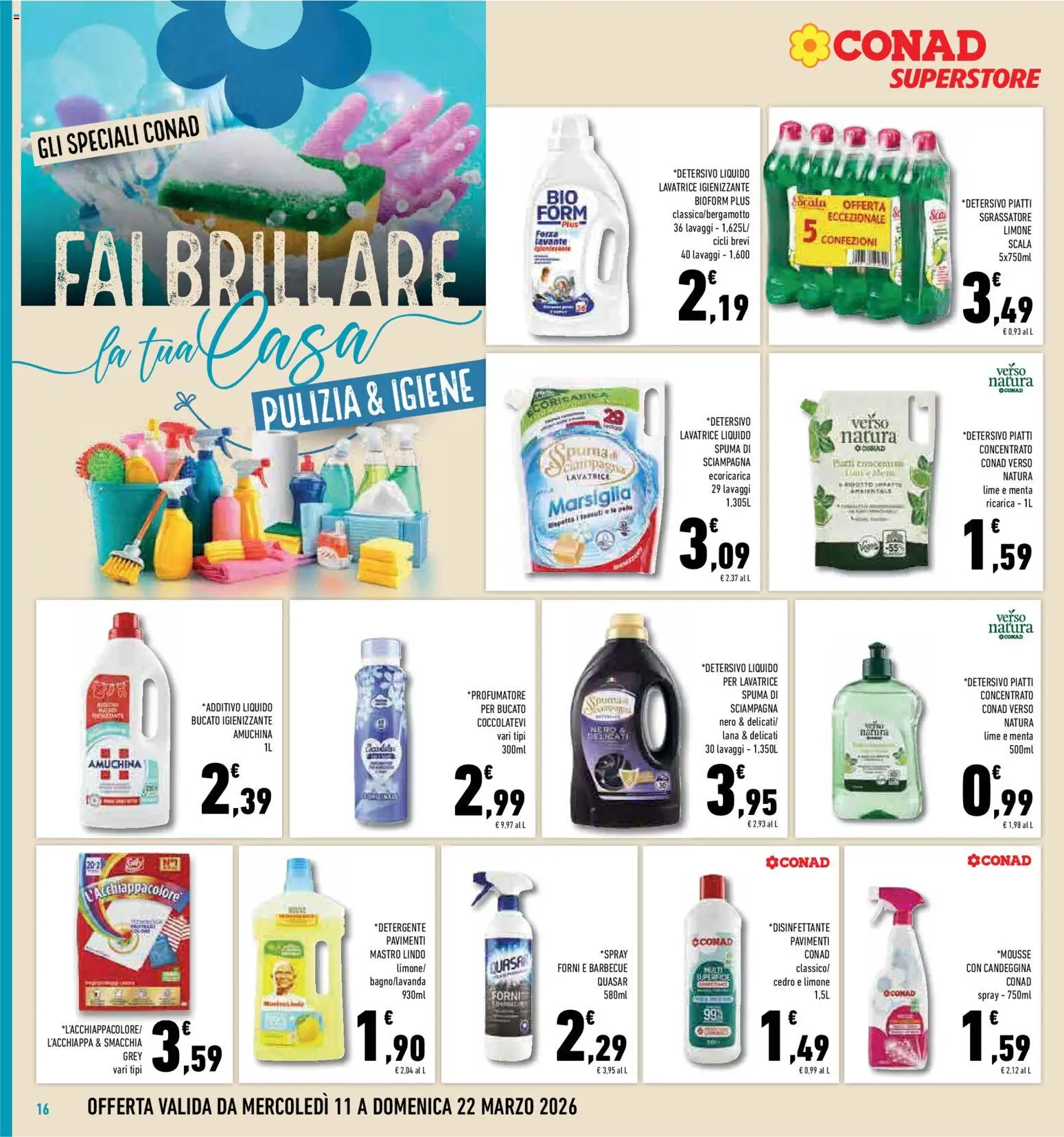 Volantino Conad del 11.03.2026 | Pagina: 16 | Prodotti: Candeggina, Limone, Lime, Menta