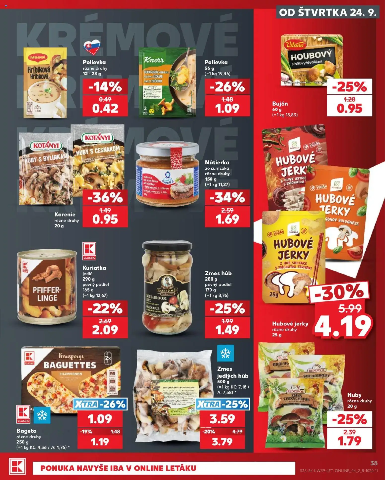 Nové Kaufland akcie – leták je platný od 24.09.2026 | Strana: 35 | Produkty: Nátierka, Bageta, Jerky, Korenie