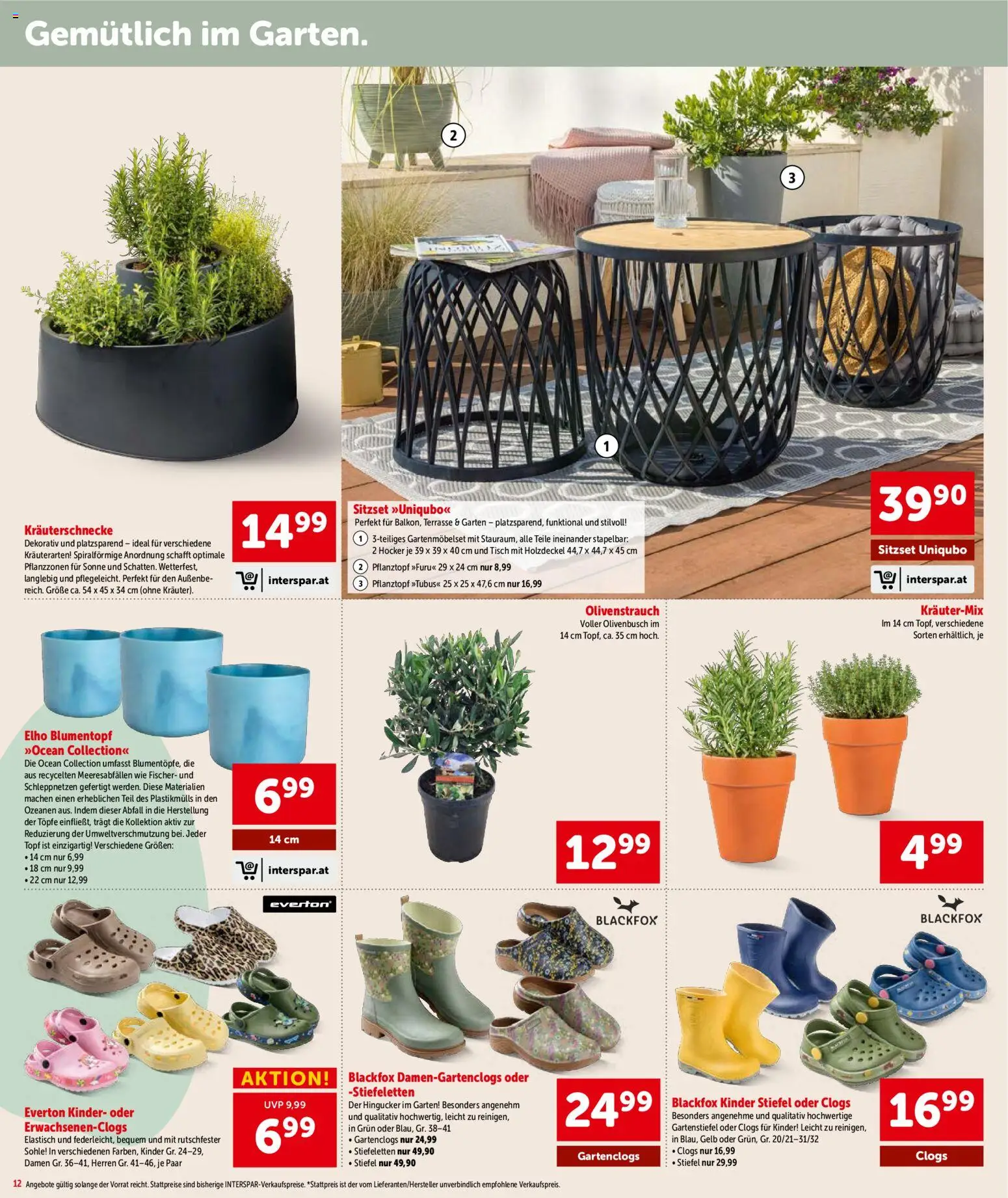 Interspar Flugblatt - Kärnten gültig ab 17.03.2026 | Seite: 12 | Produkte: Stiefel, Tisch, Blumentopf