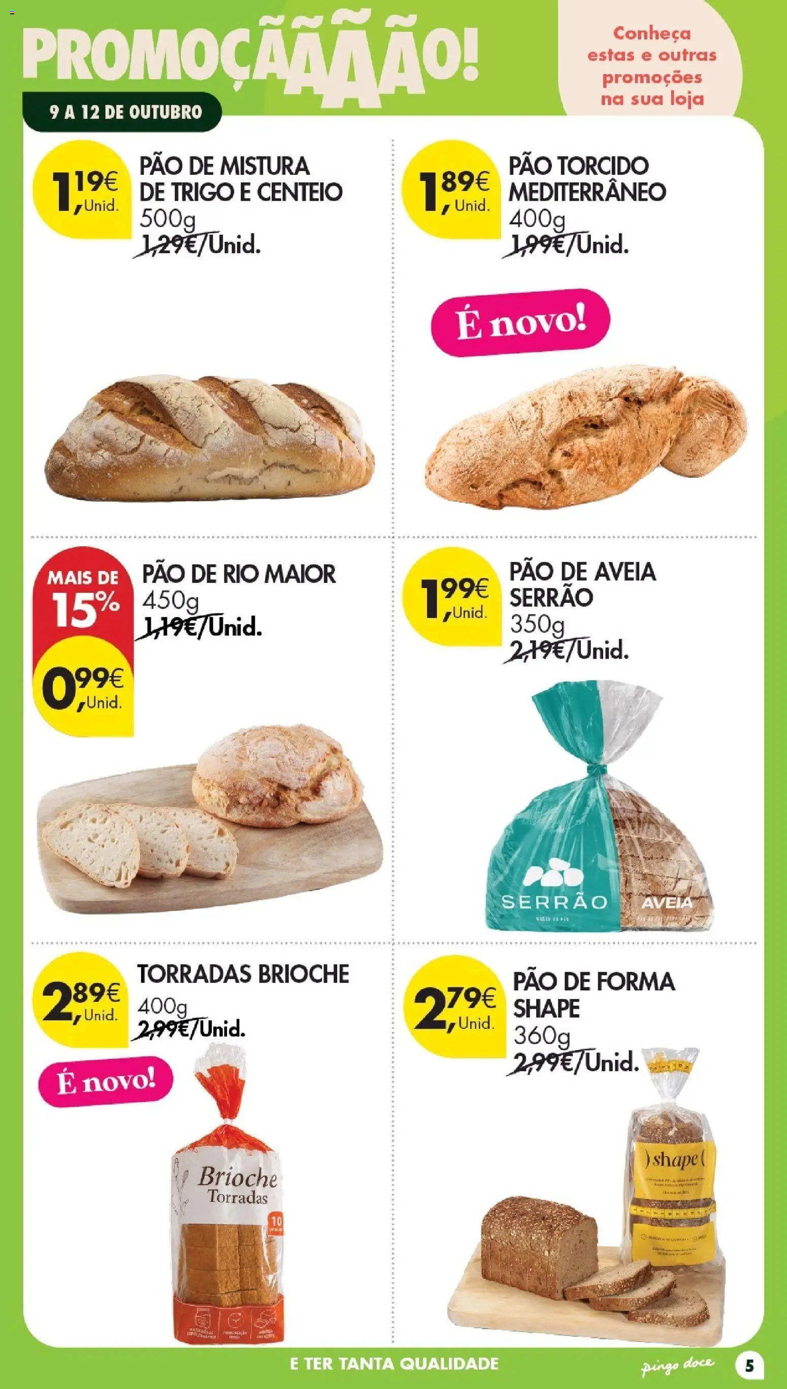Pingo Doce Folheto Poupe Este Fim de Semana │ válido de 09/10/2026 | Página: 5 | Produtos: Aveia, Pão de forma, Centeio, Pão