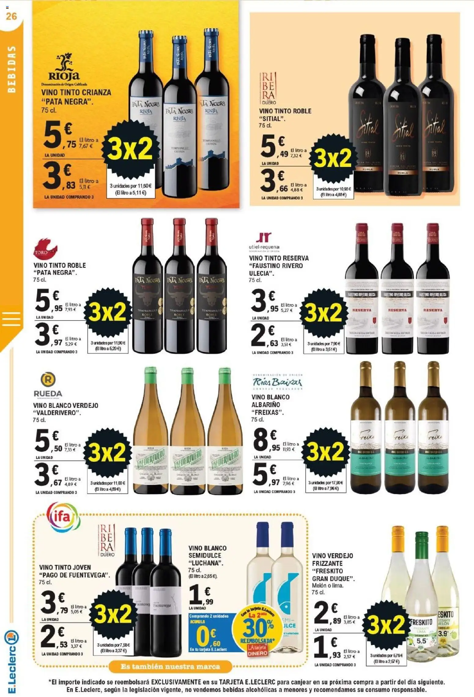 E.Leclerc - Soria │ válido desde el 21/10/2026 | Página: 26 | Productos: Melón, Lima, Vino, Bebidas