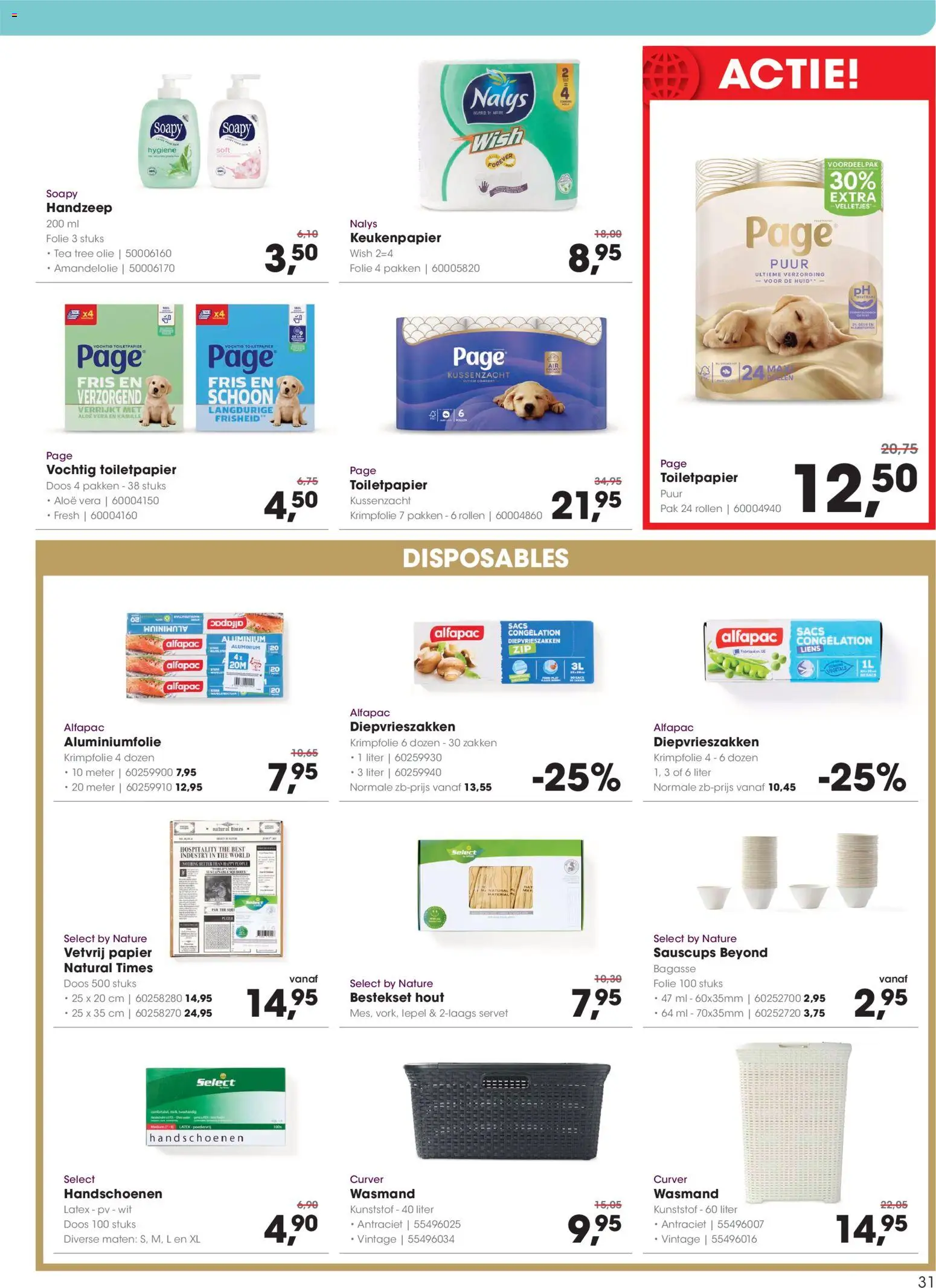{H1} | Pagina: 31 | Producten: Handschoenen, Servet, Papier, Toiletpapier