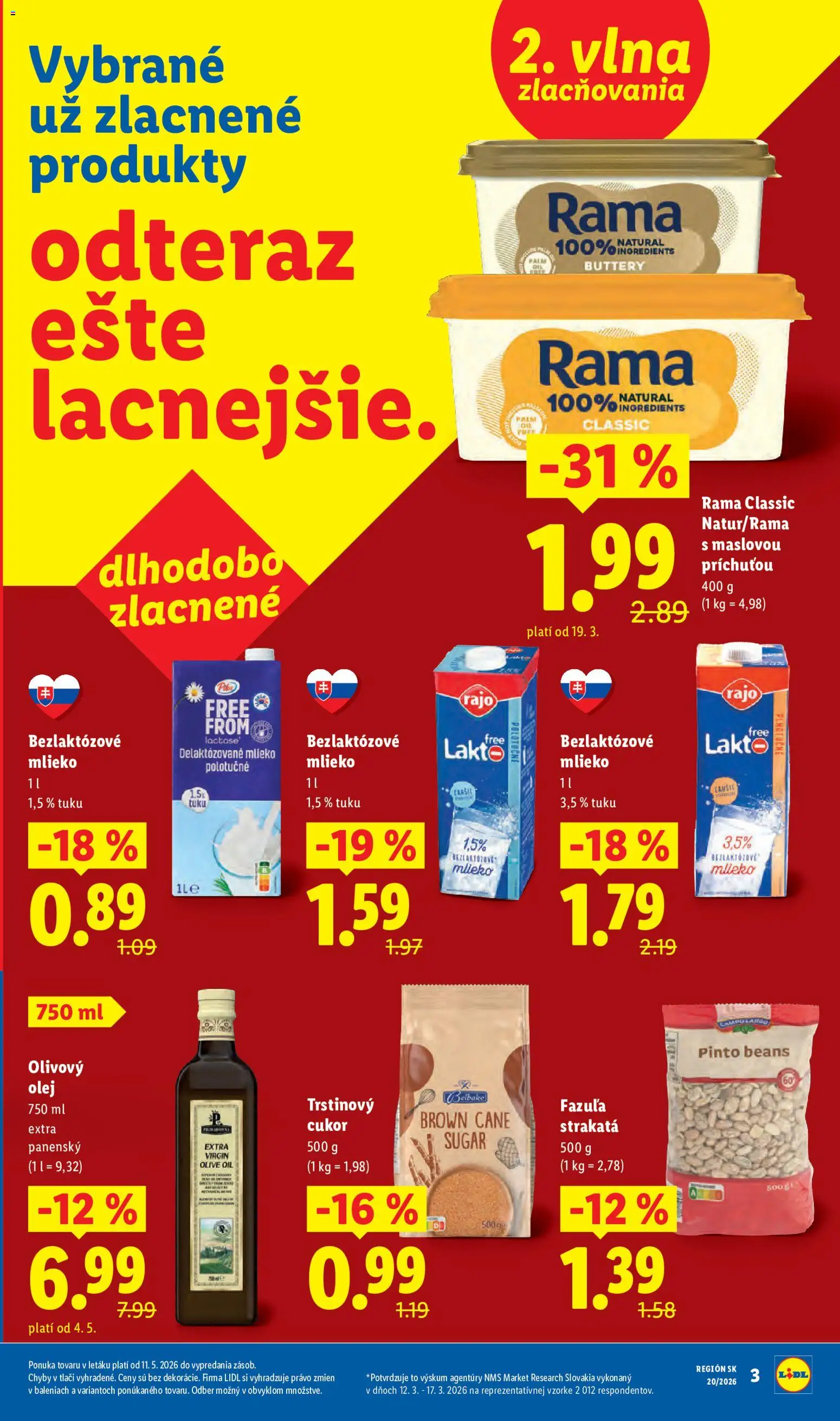 Nové Lidl akcie – leták je platný od 11.05.2026 | Strana: 3 | Produkty: Mlieko, Olej, Olivový olej, Trstinový cukor
