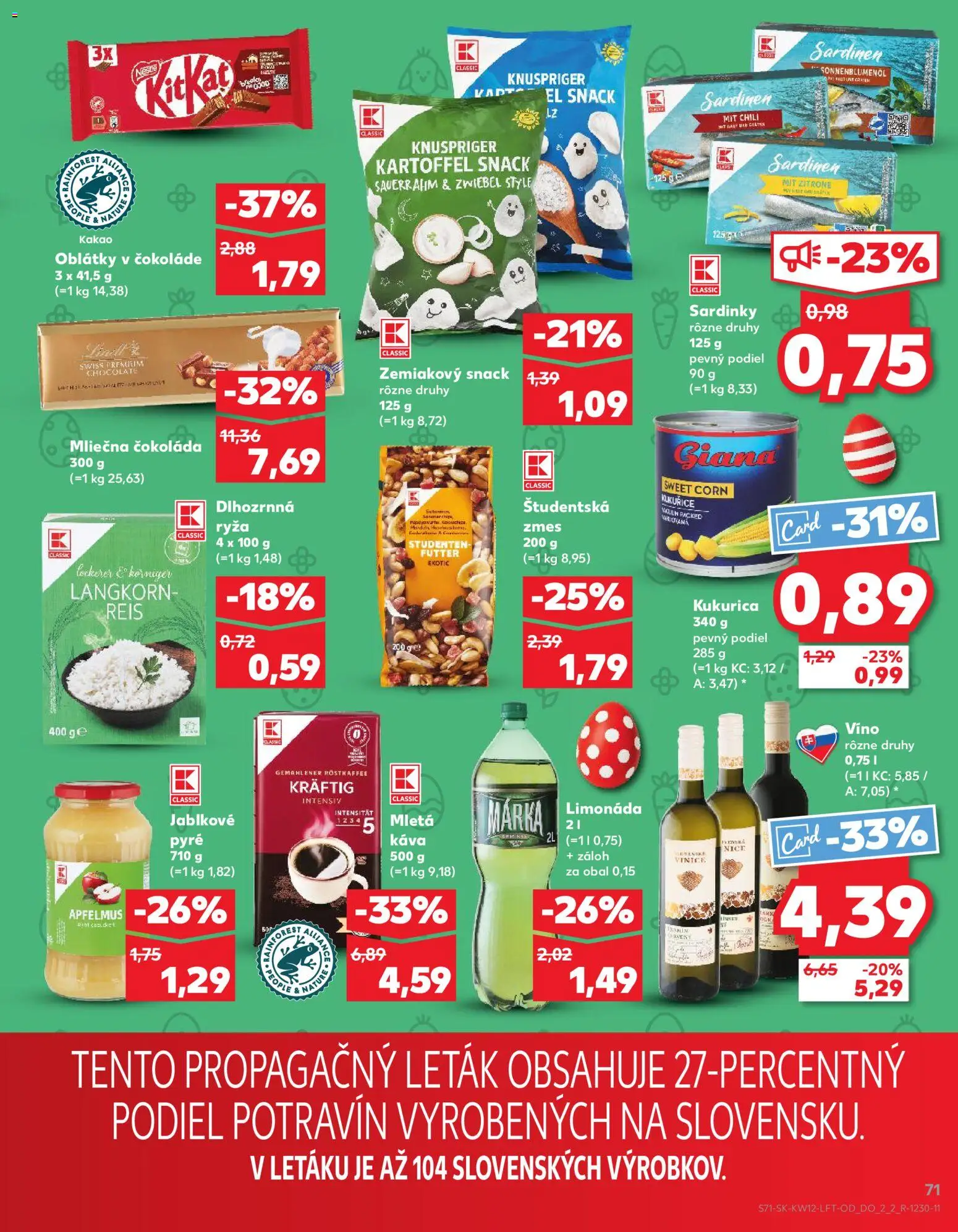 Nové Kaufland akcie – leták je platný od 19.03.2026 | Strana: 71 | Produkty: Víno, Lindt, Apple, Kakao