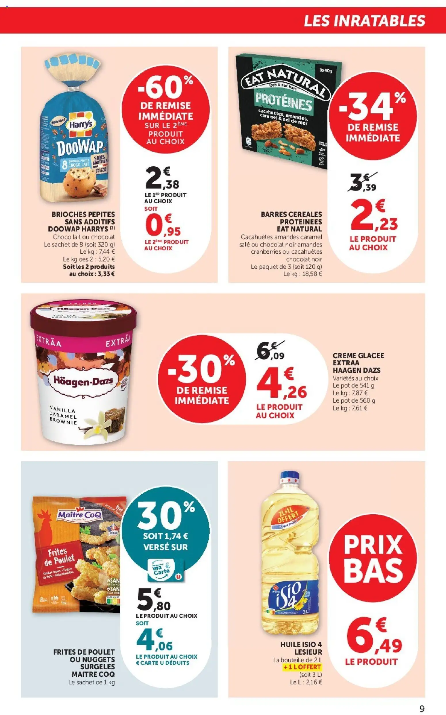 {H1} | Page: 9 | Produits: Frites, Bouteille, Lait, Cacahuètes