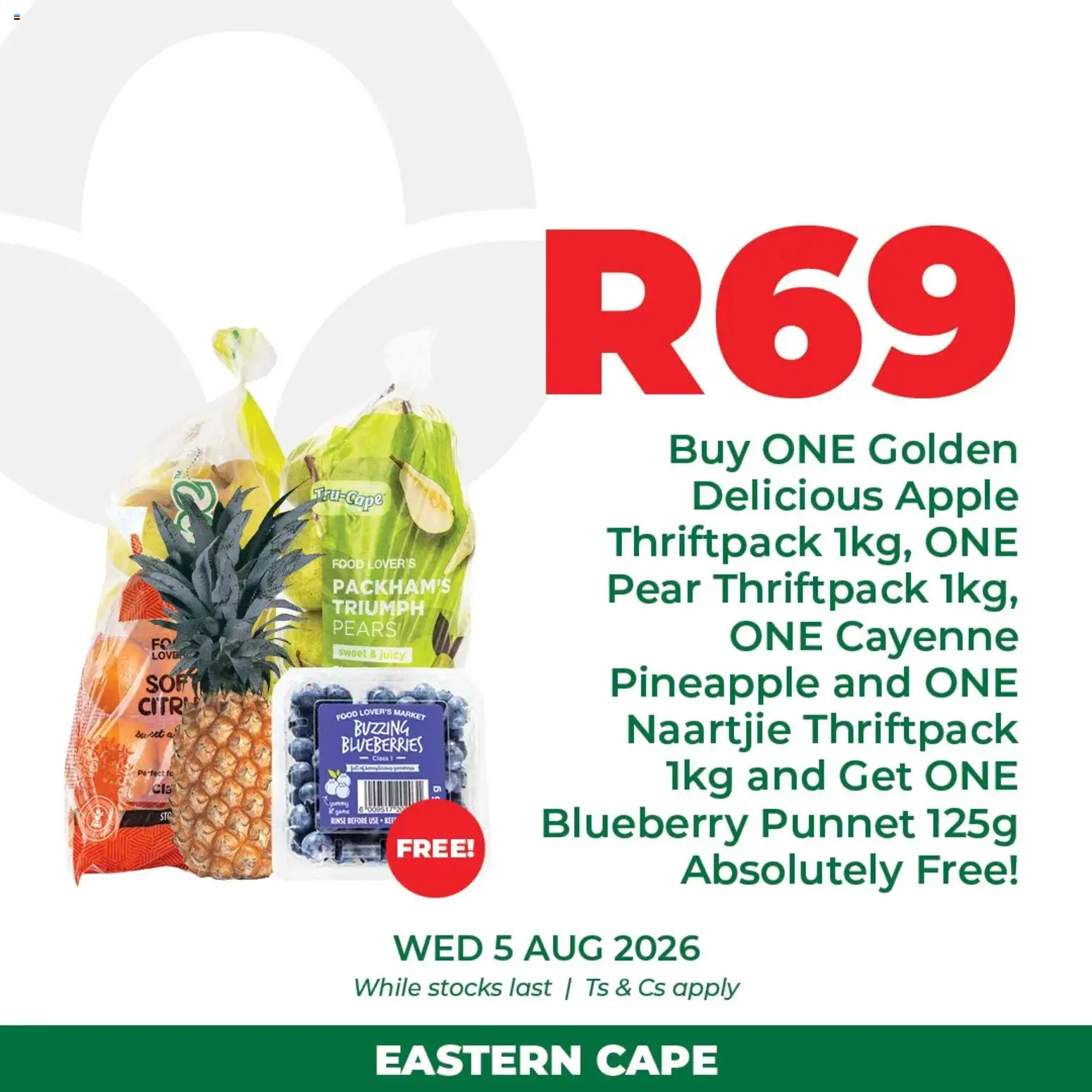 New Food Lover's Market catalogue – valid from 05/08/2026 | Page: 4 | Products: Pears, Blueberries, Pineapple