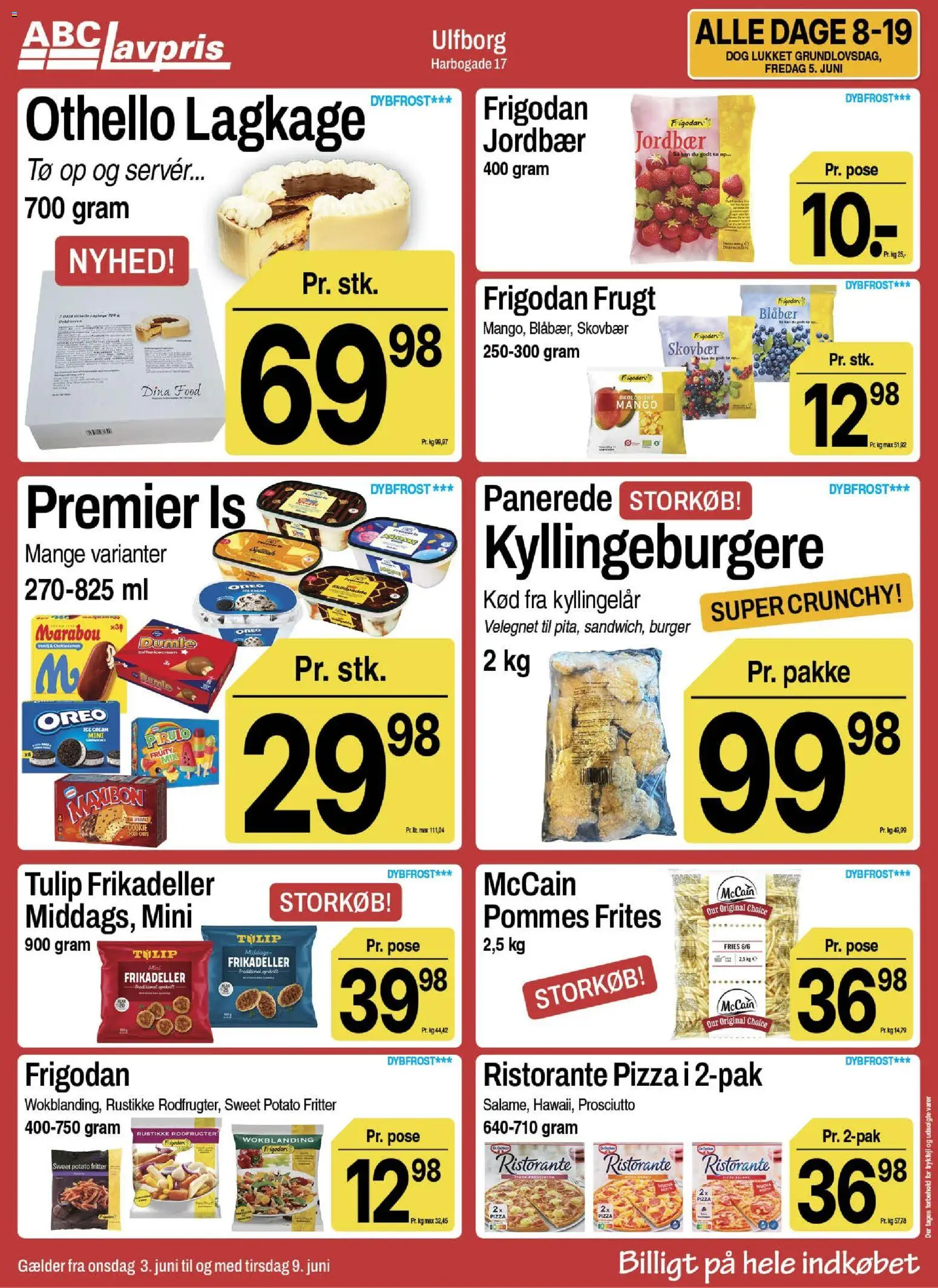 Abc Lavpris tilbudsavis – gyldig fra 03.06.2026 | Side: 9 | Produkter: Blåbær, Pizza, Is, Frikadeller