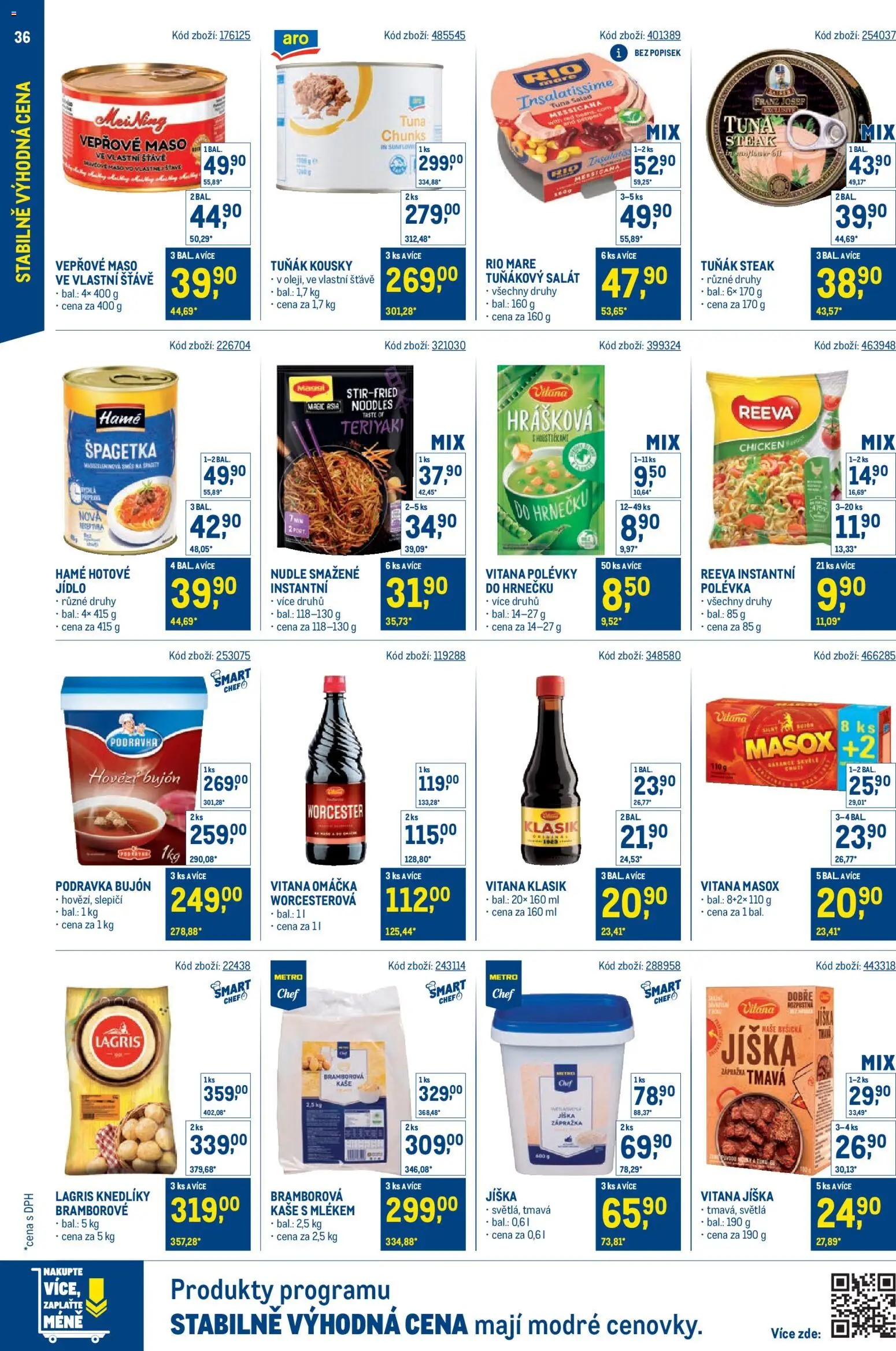 Makro - Stabilně výhodná cena od 18.05.2026 | Strana: 36 | Produkty: Hovězí, Špagety, Bujón, Kaše