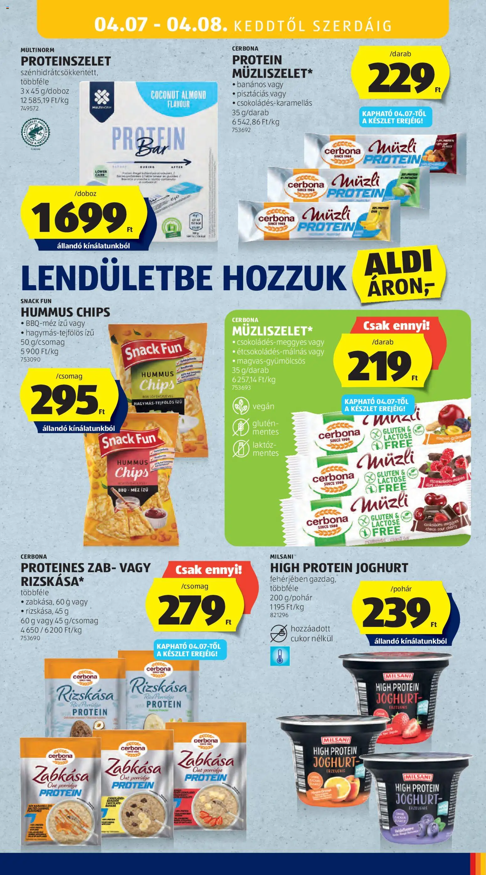 Aldi akciós ujság - amely érvényes a következő dátumtól: 2026.04.02. | Oldal: 53 | Termékek: Zabkása, Protein, Proteinszelet, Cukor