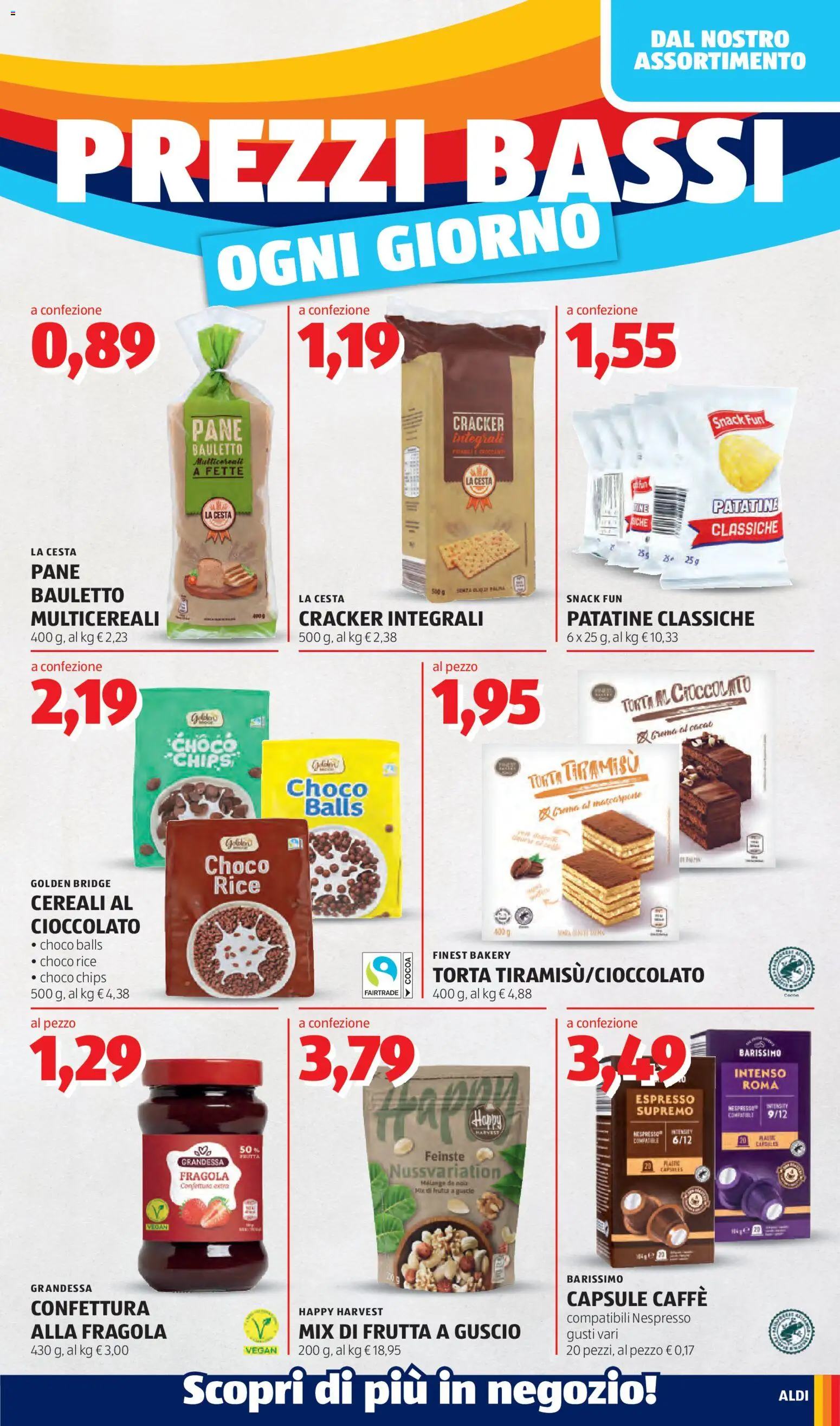 Volantino Aldi del 03/08/2026 | Pagina: 5 | Prodotti: Patatine, Frutta, Olio, Cracker