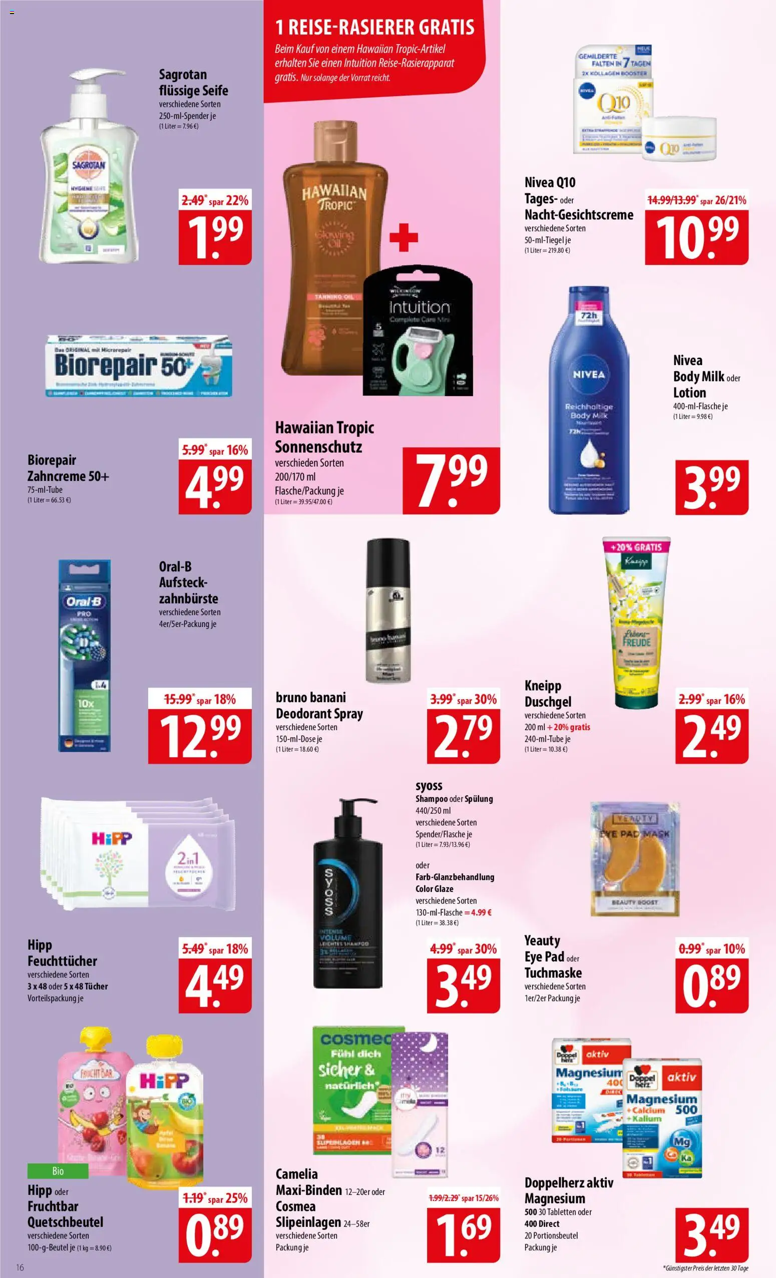 Famila Prospekt – gültig ab 08.06.2026 | Seite: 16 | Produkte: Shampoo, Spülung, Zahnbürste, Body Milk