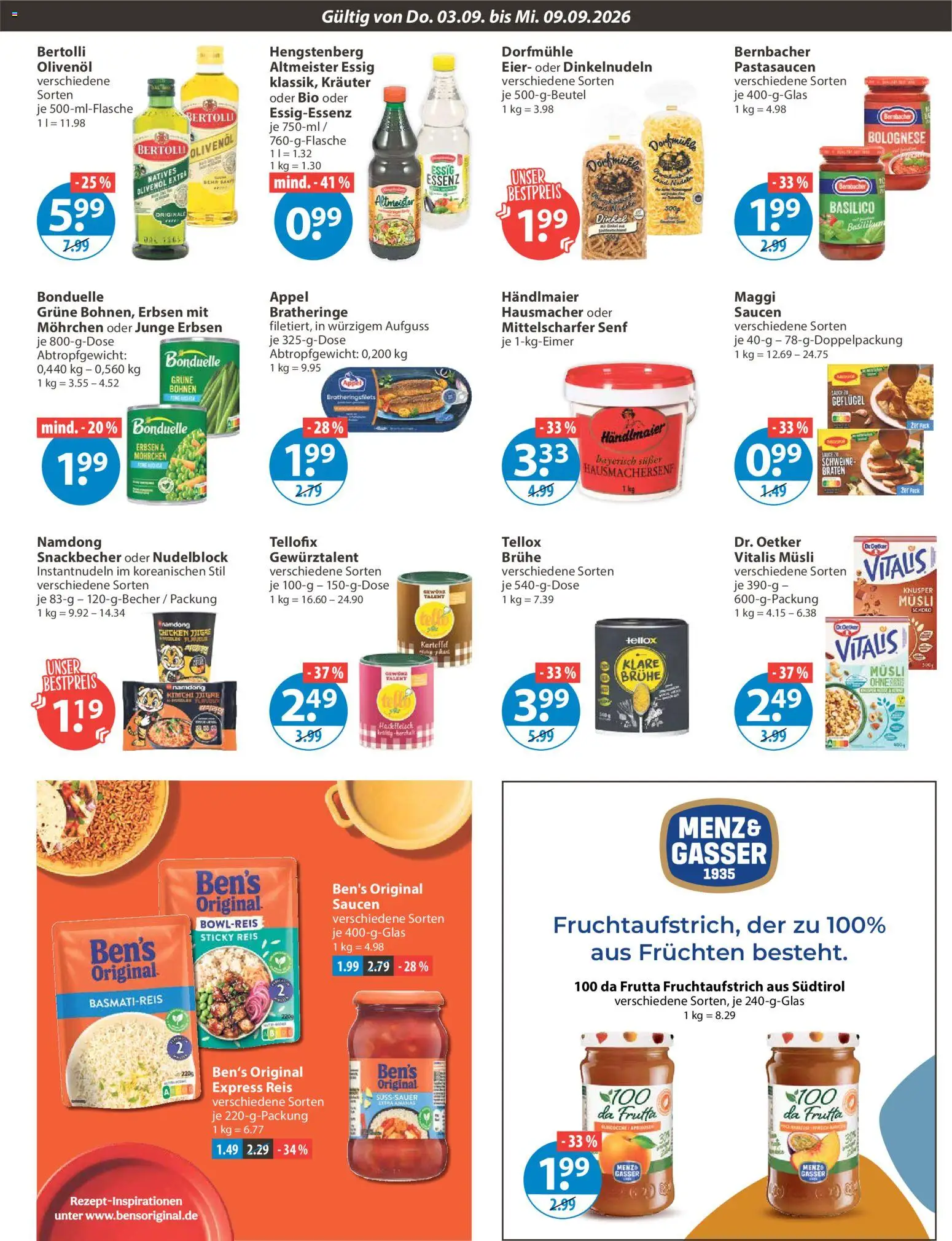 V-Markt Angebote – gültig ab 03.09.2026 | Seite: 7 | Produkte: Basmatireis, Olivenol, Brühe, Erbsen