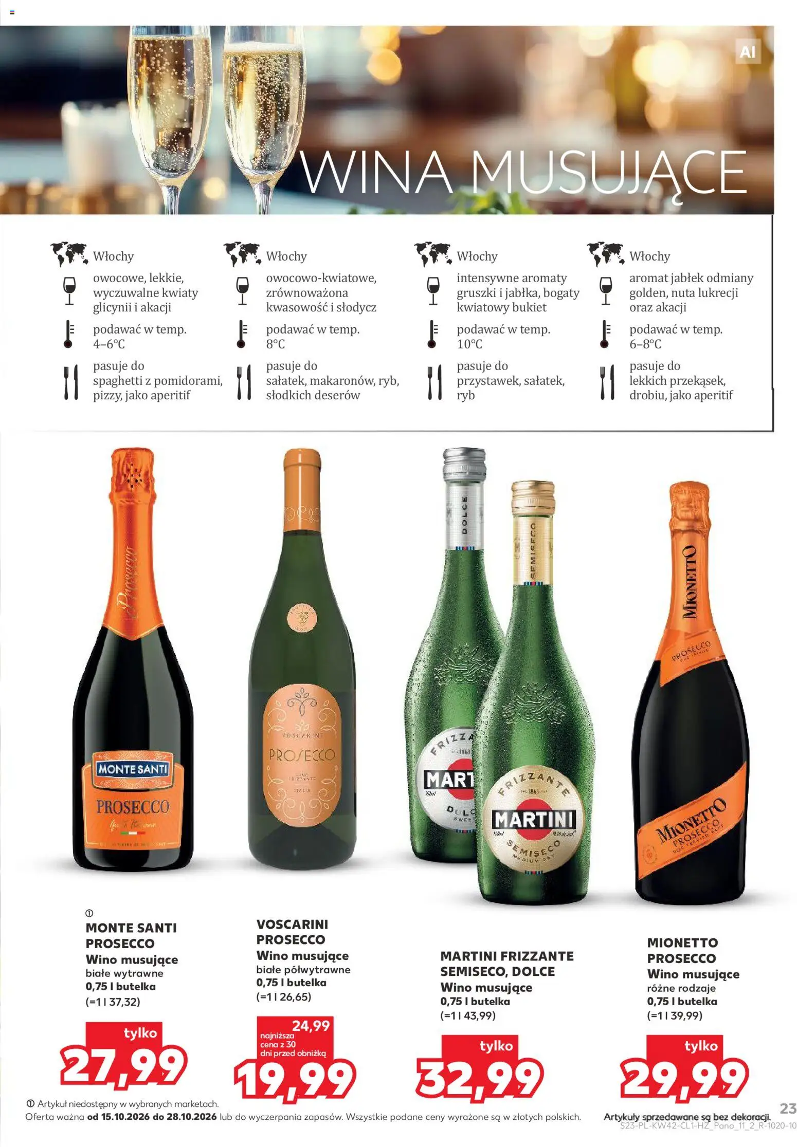 Kaufland Polsko leták - Barek od 15.10.2026 | Strana: 23 | Produkty: Mionetto Prosecco, Prosecco, Frizzante, Mionetto