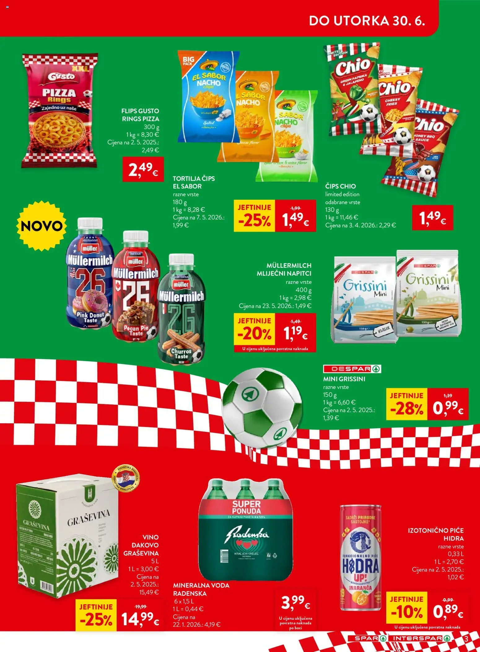 Spar katalog | vrijedi od 24.06.2026 | Stranica: 3 | Proizvodi: Mineralna voda, Radenska, Paprika, Voda