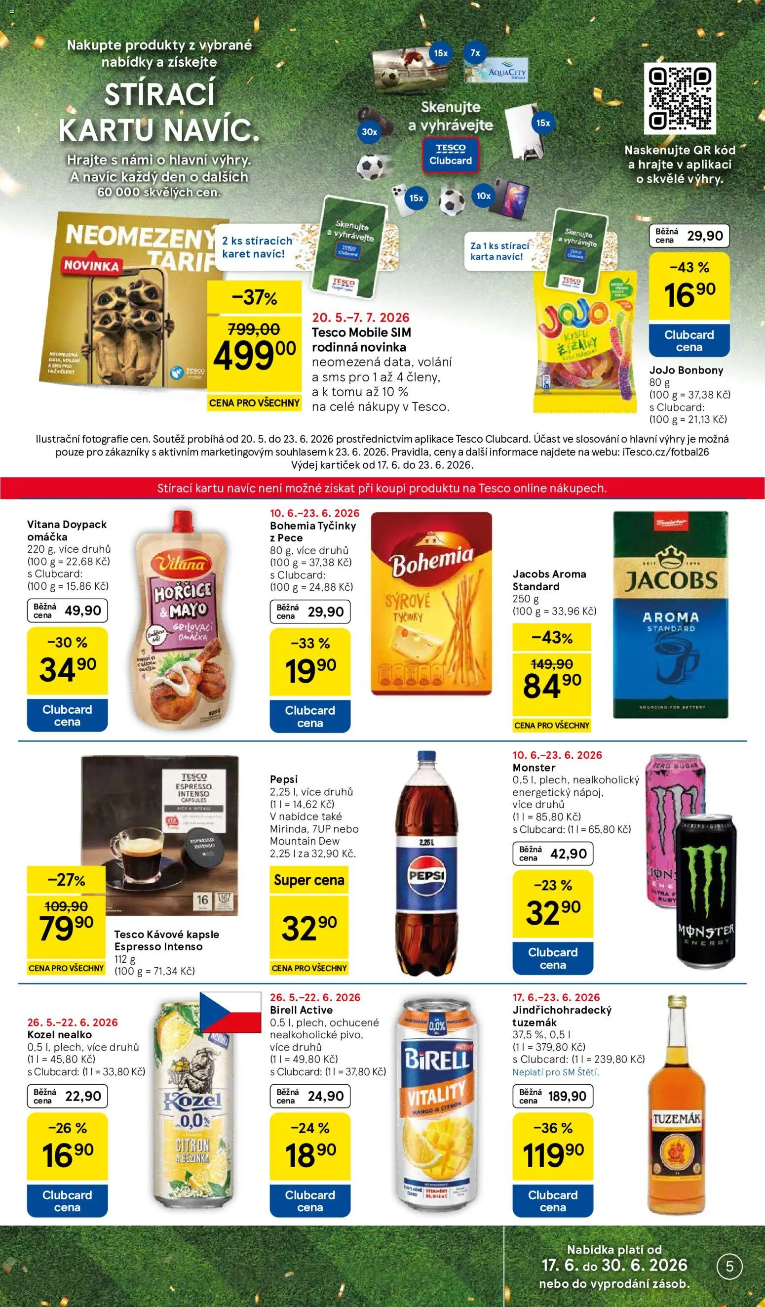 Tesco leták - Supermarket od 17.06.2026 | Strana: 5 | Produkty: Jojo, Monster, Jacobs, Energy drink
