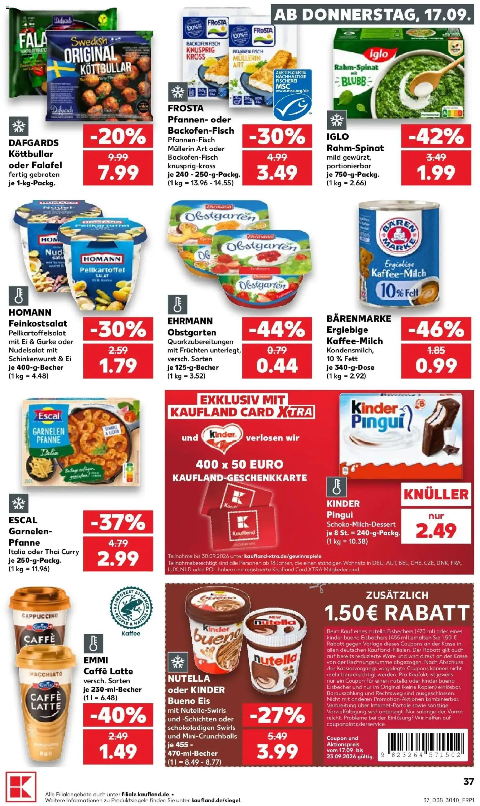 Prospekt Kaufland ab 14.09.2026 » Angebote Online zum Blättern | Seite: 49 | Produkte: Garnelen, Frosta, Fisch, Eis