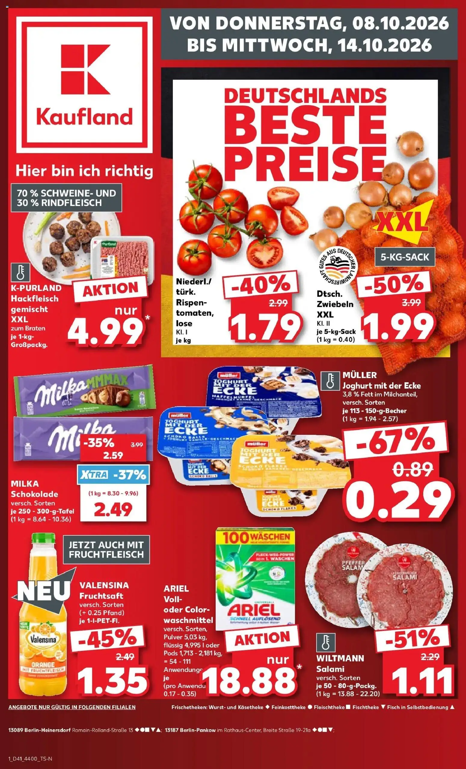 Prospekt Kaufland ab 08.10.2026 » Angebote Online zum Blättern | Seite: 1 | Produkte: Milka, Fisch, Zwiebeln, Rindfleisch