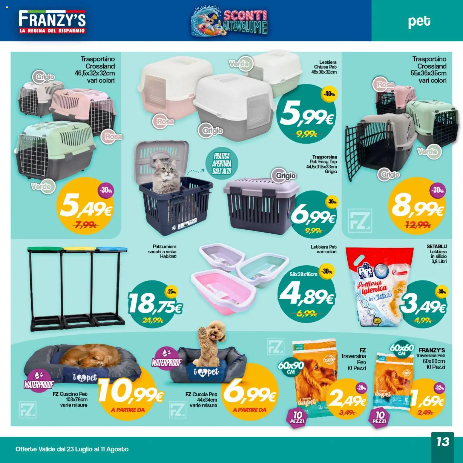 Volantino Franzy's del 23/07/2026 | Pagina: 13 | Prodotti: Top, Pattumiera, Cuscino