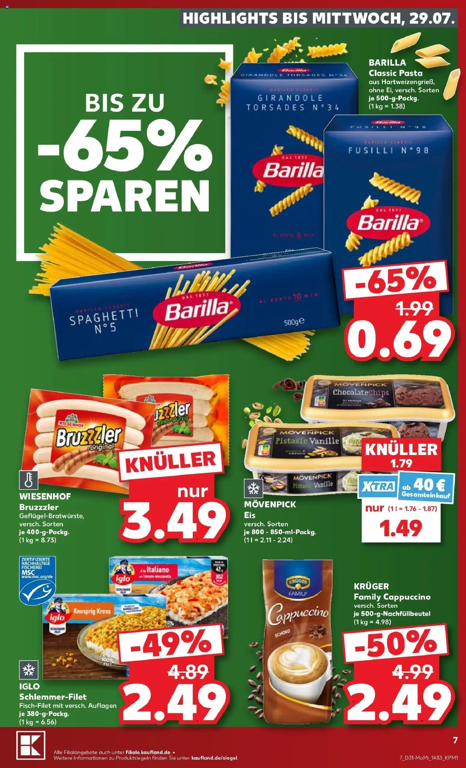Kaufland Prospekt Oppenheim – gültig ab 27.07.2026 | Seite: 7 | Produkte: Barilla, Iglo, Pasta