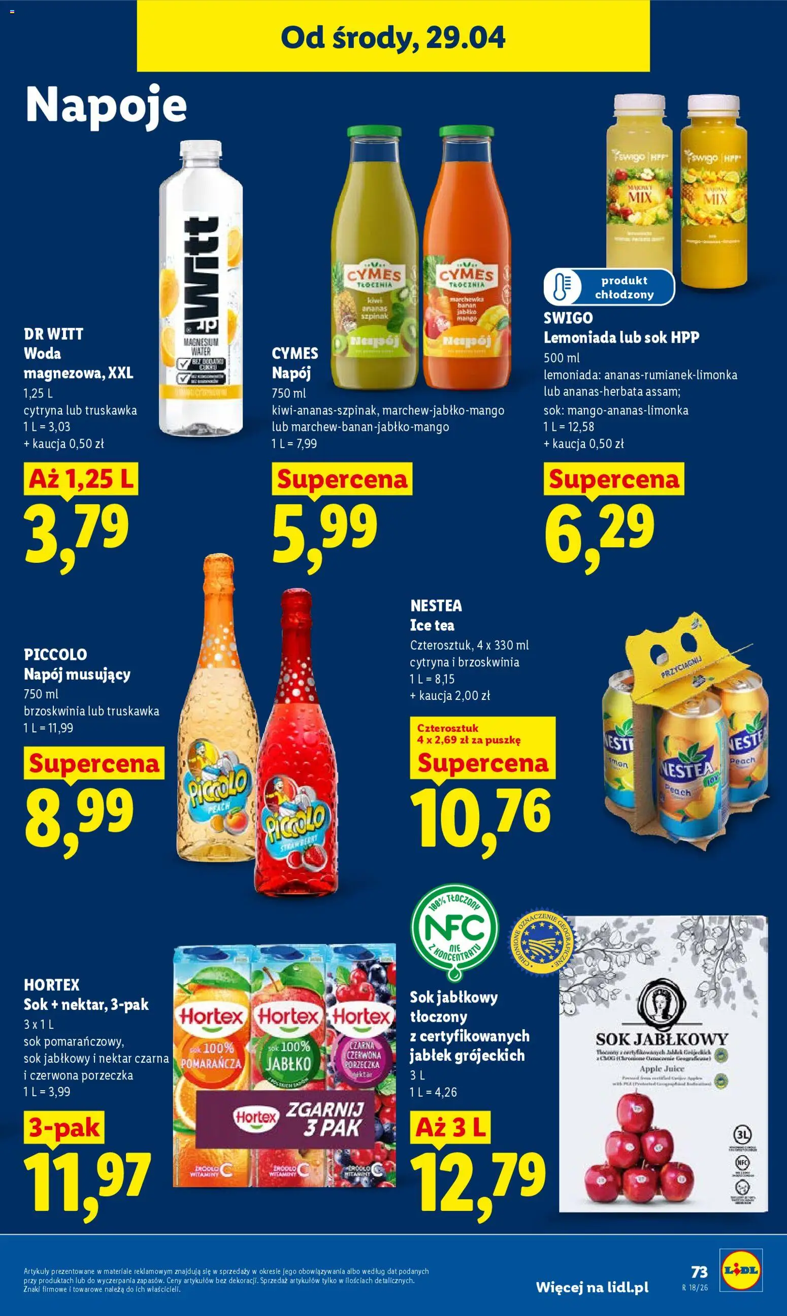 Lidl gazetka od 29.04.2026 | Strona: 73 | Produkty: Napoje, Porzeczka, Jabłka, Woda
