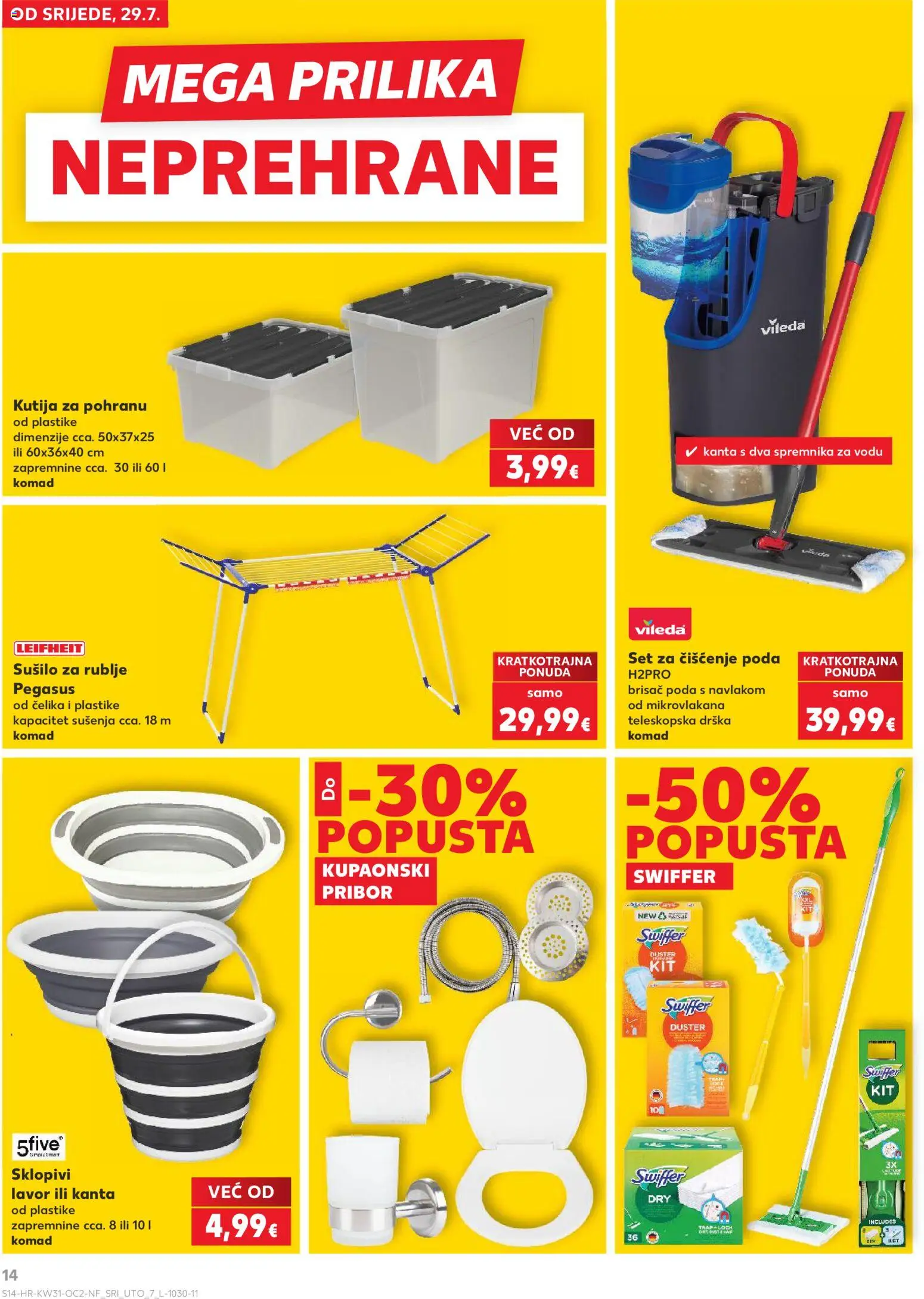 Kaufland katalog | vrijedi od 29.07.2026 | Stranica: 14 | Proizvodi: Kutija, WC daska, Četka, Vileda
