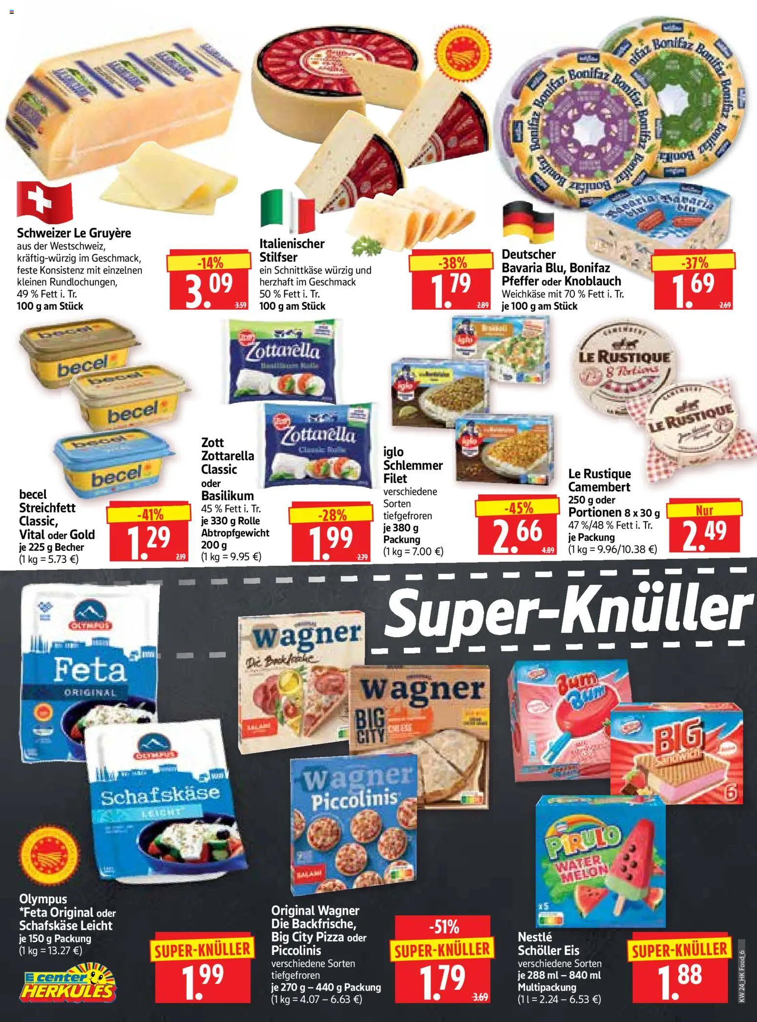 HERKULES Prospekt – gültig ab 08.06.2026 | Seite: 6 | Produkte: Becel, Knoblauch, Pizza, Eis