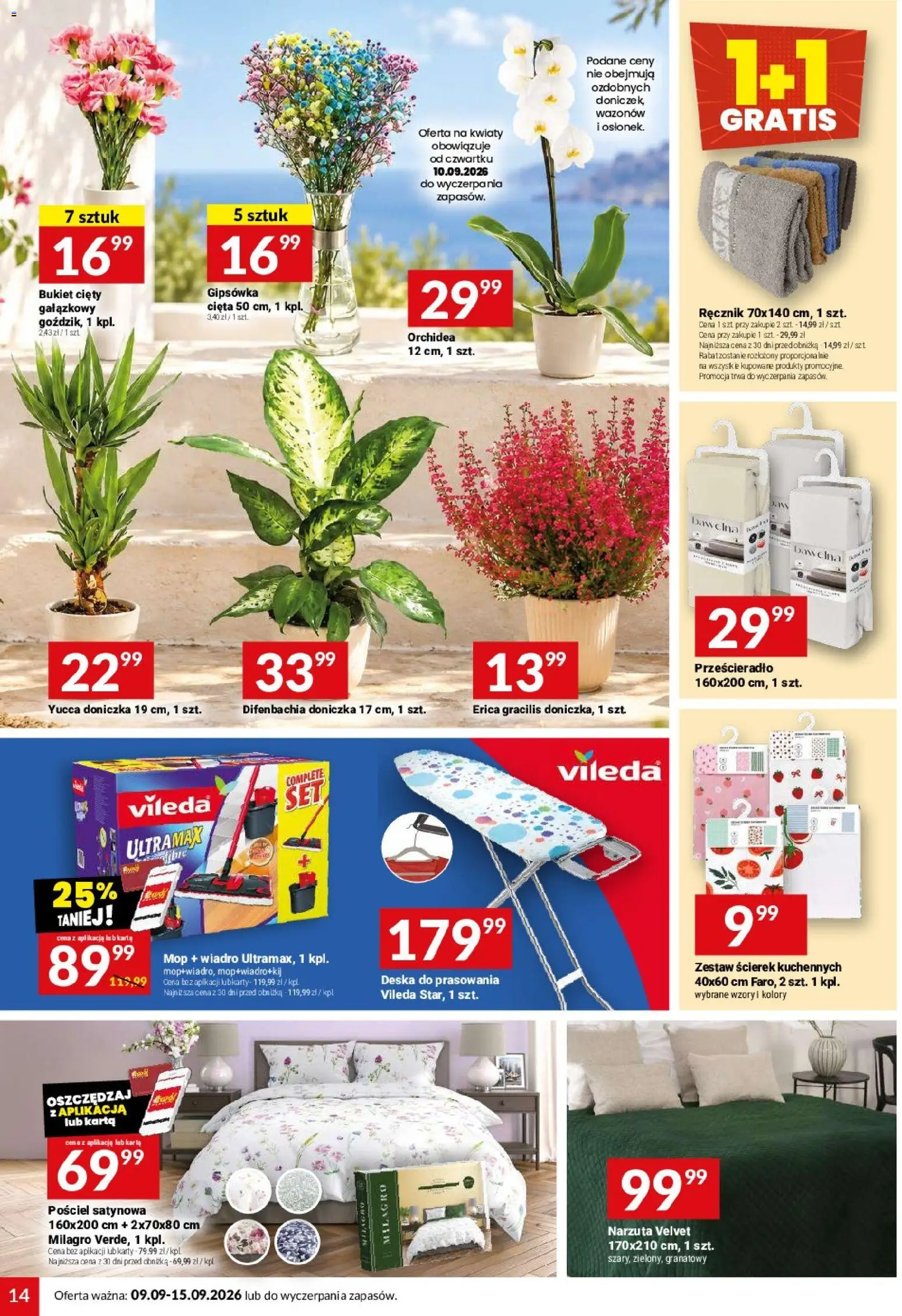 Twój Market gazetka od 09.09.2026 | Strona: 14 | Produkty: Pościel, Karta, Deska do prasowania, Narzuta