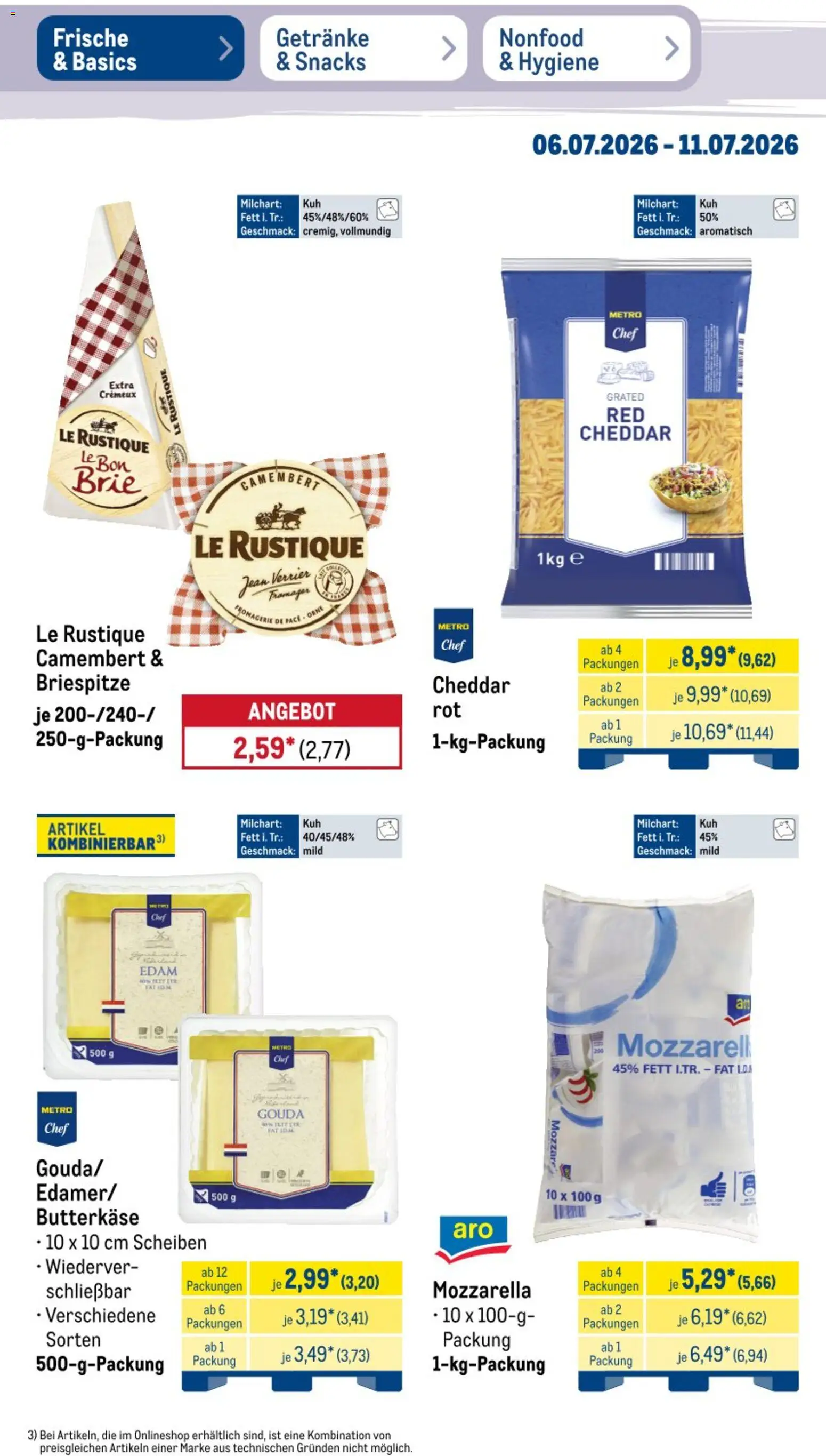 Metro Non Food & Hygiene – gültig ab 06.07.2026 | Seite: 42 | Produkte: Bratwurst, Käsekrainer, Rindfleisch