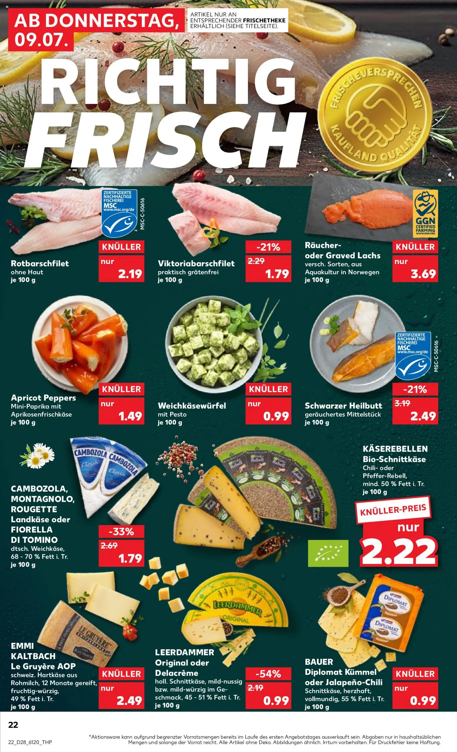 Kaufland Prospekt Bremen – gültig ab 09.07.2026 | Seite: 22 | Produkte: Leerdammer, Lachs, Chili