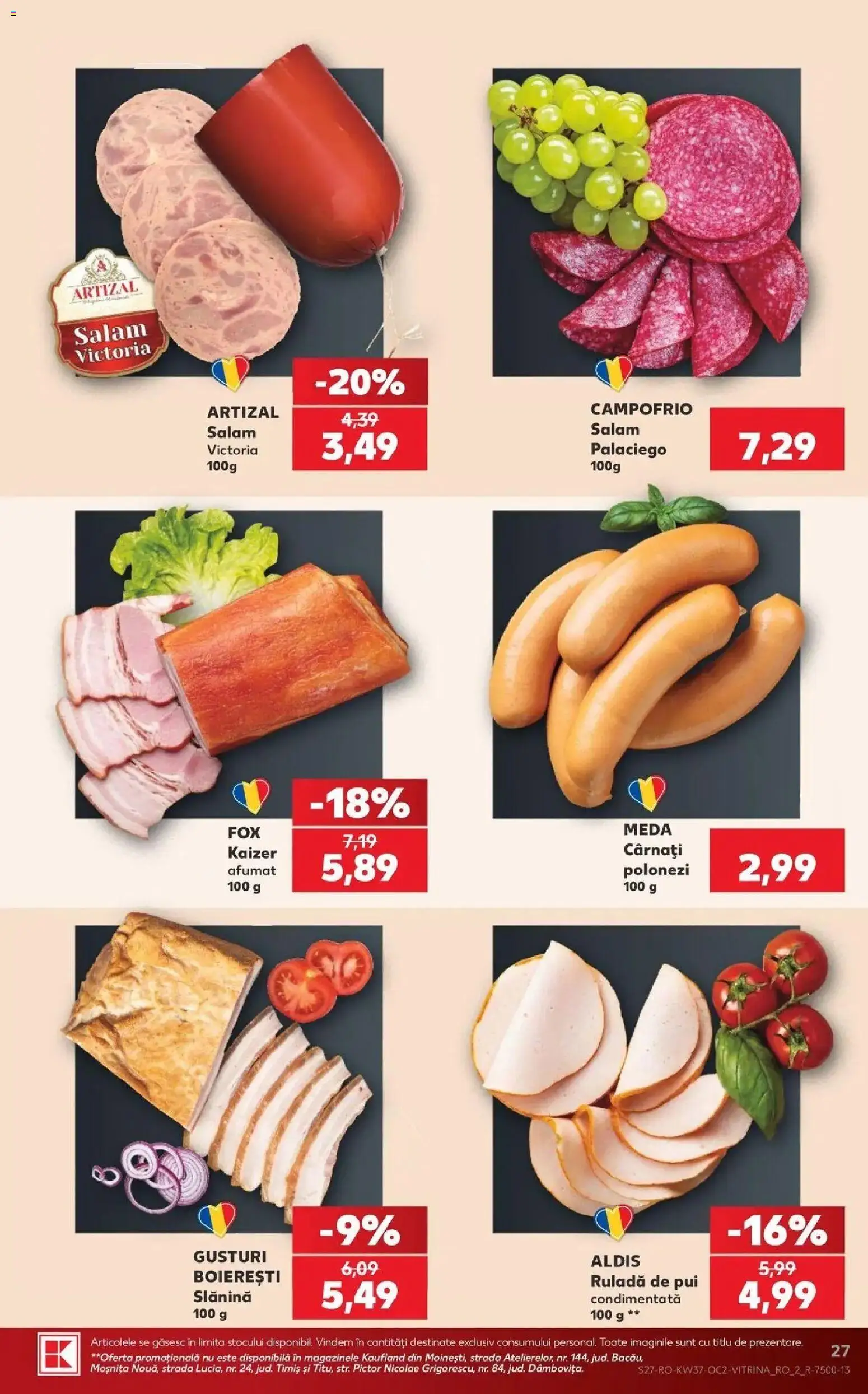Kaufland Viseu de Sus 09.09.2026 - Revista si Oferta | Pagină: 27 | Produse: Slanina, Ruladă, Salam, Cârnați