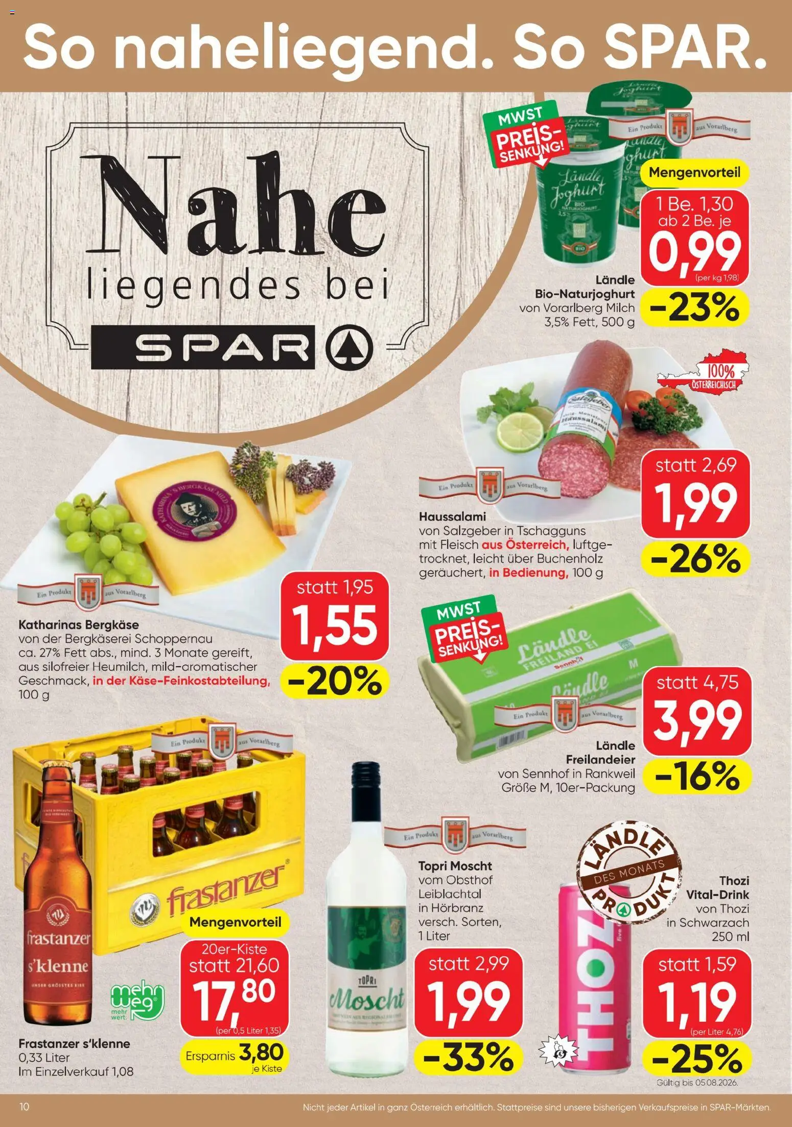 Spar - Flugblatt gültig ab 30.07.2026 | Seite: 10 | Produkte: Milch, Joghurt