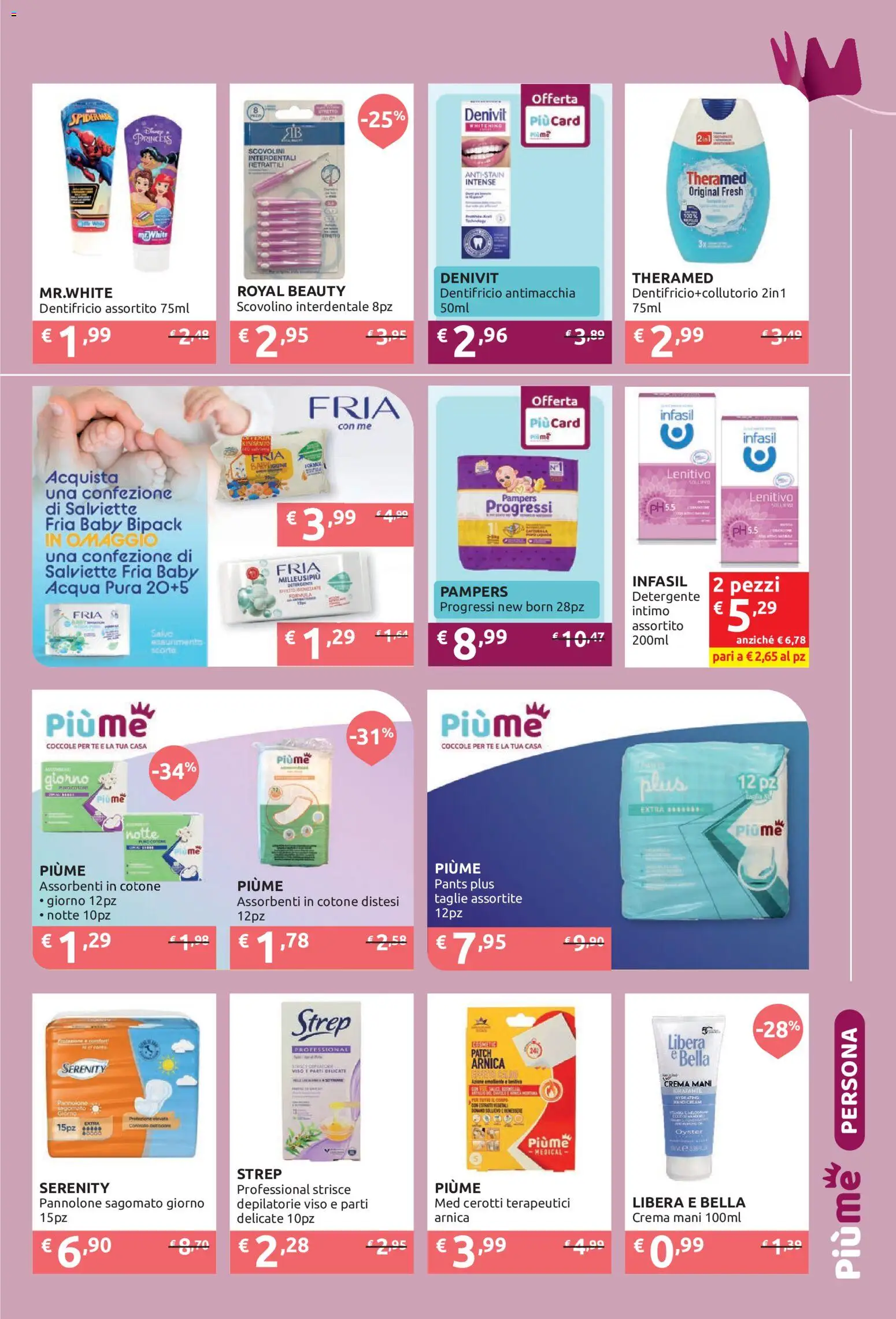 Volantino PiùMe del 05/10/2026 | Pagina: 7 | Prodotti: Crema, Dentifricio, Detergente, Intimo