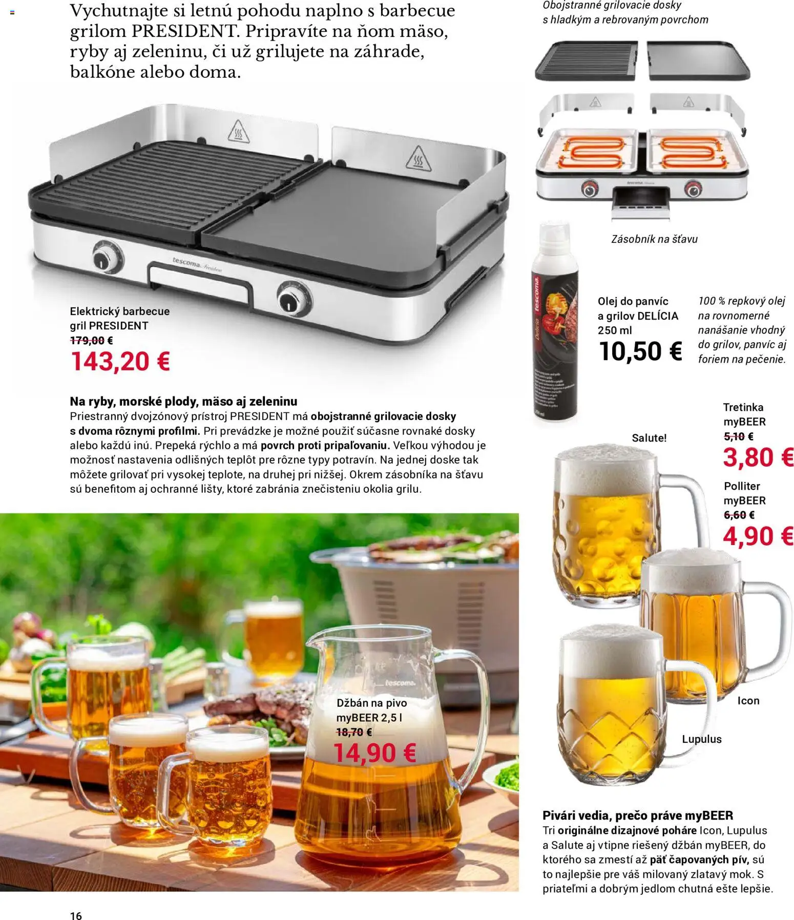 Nové TESCOMA akcie – leták je platný od 01.06.2026 | Strana: 16 | Produkty: Gril, Pivo, Olej