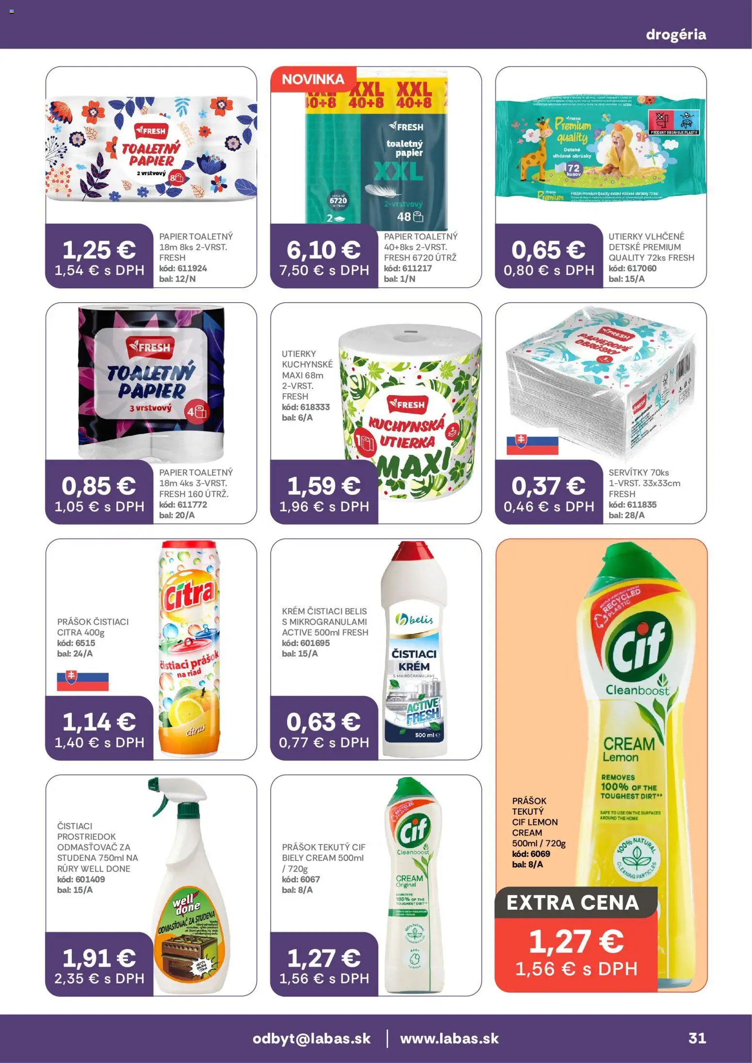 Nové Labaš akcie – leták je platný od 11.09.2026 | Strana: 31 | Produkty: Riad, Čistiaci prostriedok, Krém, Cif