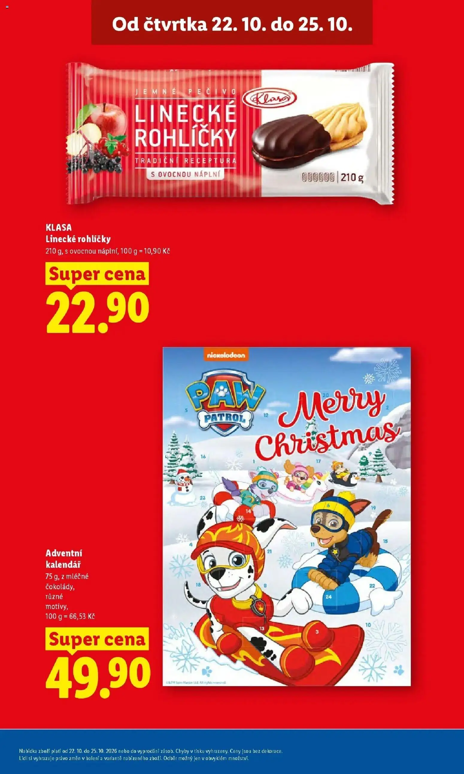Lidl leták od 22.10.2026 - Nový akční leták | Strana: 7 | Produkty: Adventní kalendář, Kalendář, Pečivo, Linecké rohlíčky