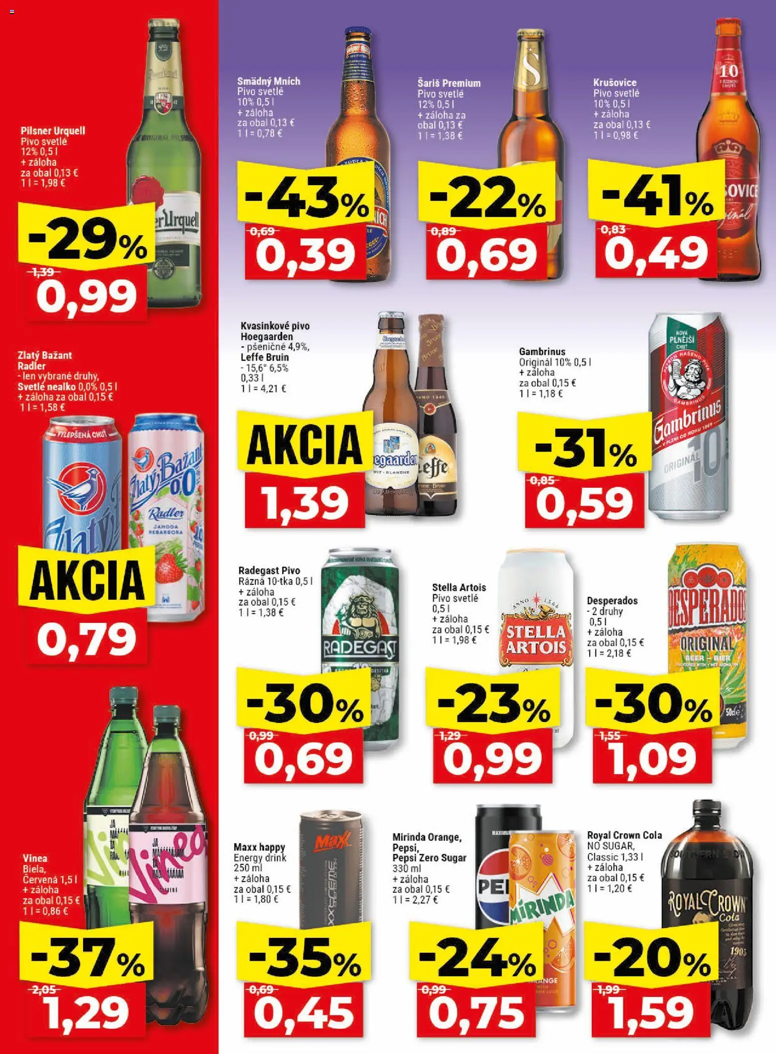 Nové Klas akcie – leták je platný od 18.05.2026 | Strana: 23 | Produkty: Rebarbora, Radler, Šariš, Pepsi