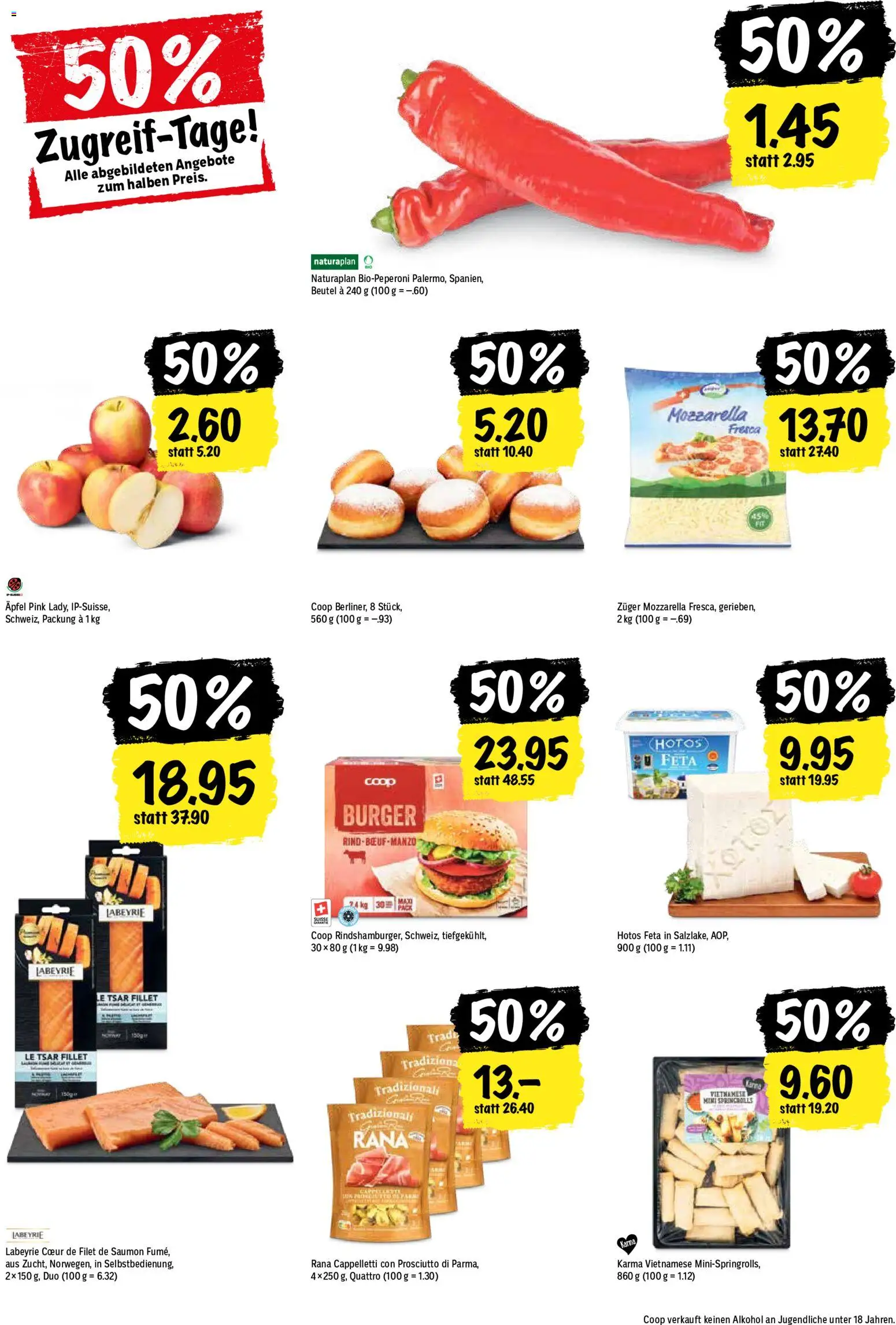 Coop aktionen – gültig ab 28.05.2026 | Seite: 22 | Produkte: Feta, Burger, Donuts, Äpfel