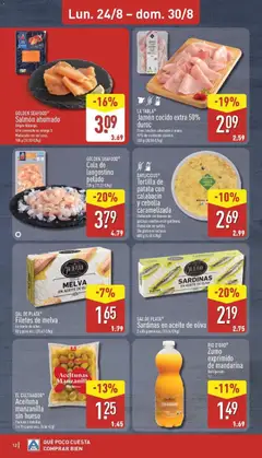 Vista previa Salmón ahumado, Golden Seafood. Origen Noruega. Alto contenido en omega 3. Madurado con sal seca. 100 g (30.90 €/kg) válido desde el 24/08/2026 | Página: 12