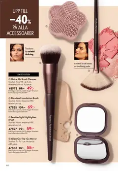 Featherlight Highlighter Brush, Storlek: 16 cm. Material: PBT. aluminium. trä. - Förhandsvisning av reklamblad från butik Oriflame aktuell från 03.06.2026 | Sida: 68 | Produkter: Highlighter, Borsta, Foundation, Puder