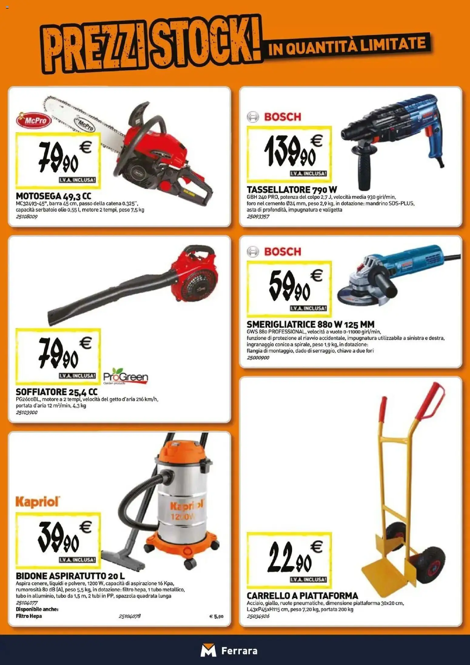 Volantino TECNOMAT del 29/10/2026 | Pagina: 18 | Prodotti: Carrello, Motosega, Smerigliatrice, Cemento
