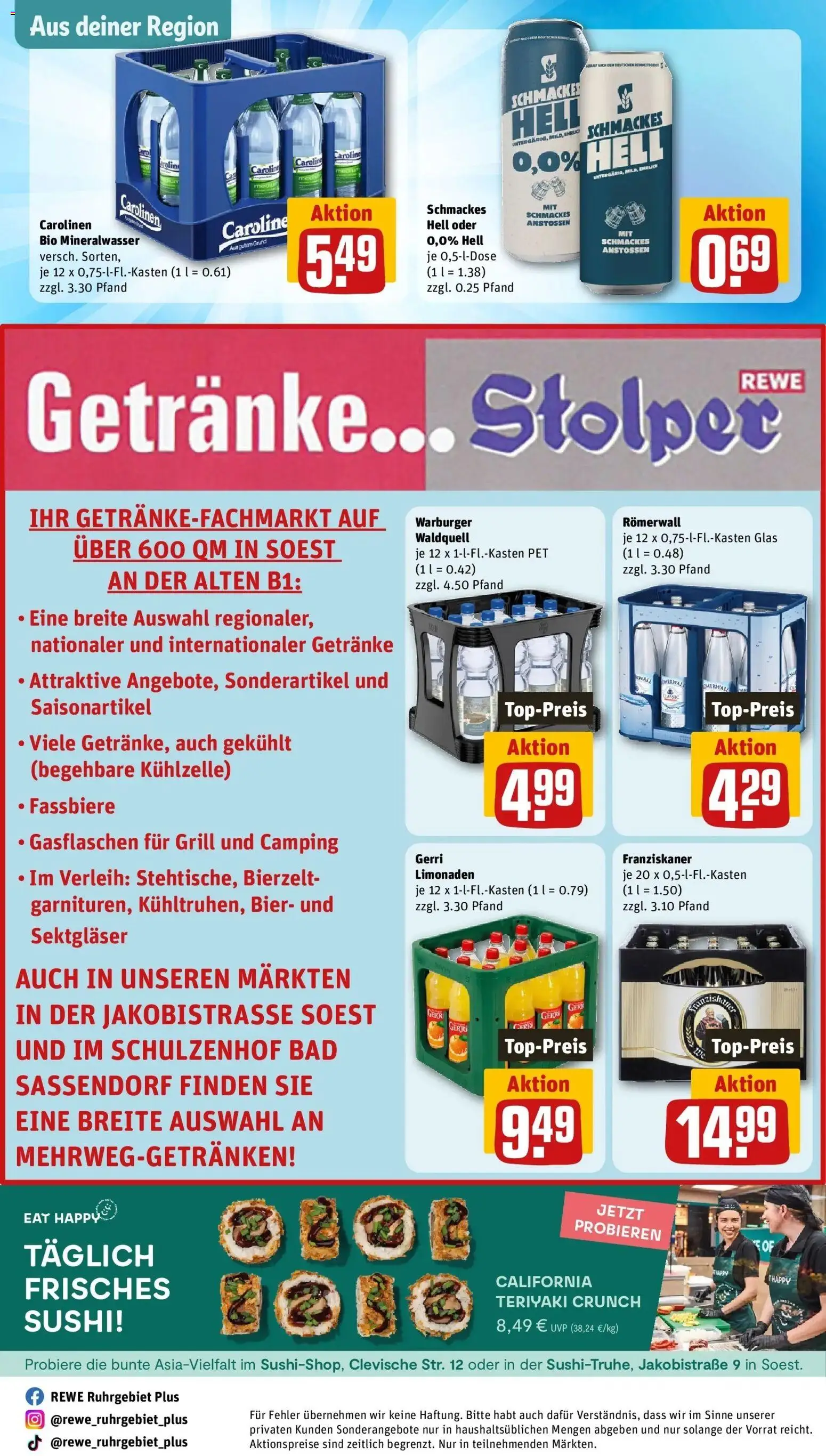Rewe Prospekt Soest – gültig ab 20.07.2026 | Seite: 30 | Produkte: Grill, Franziskaner, Bier, Mineralwasser