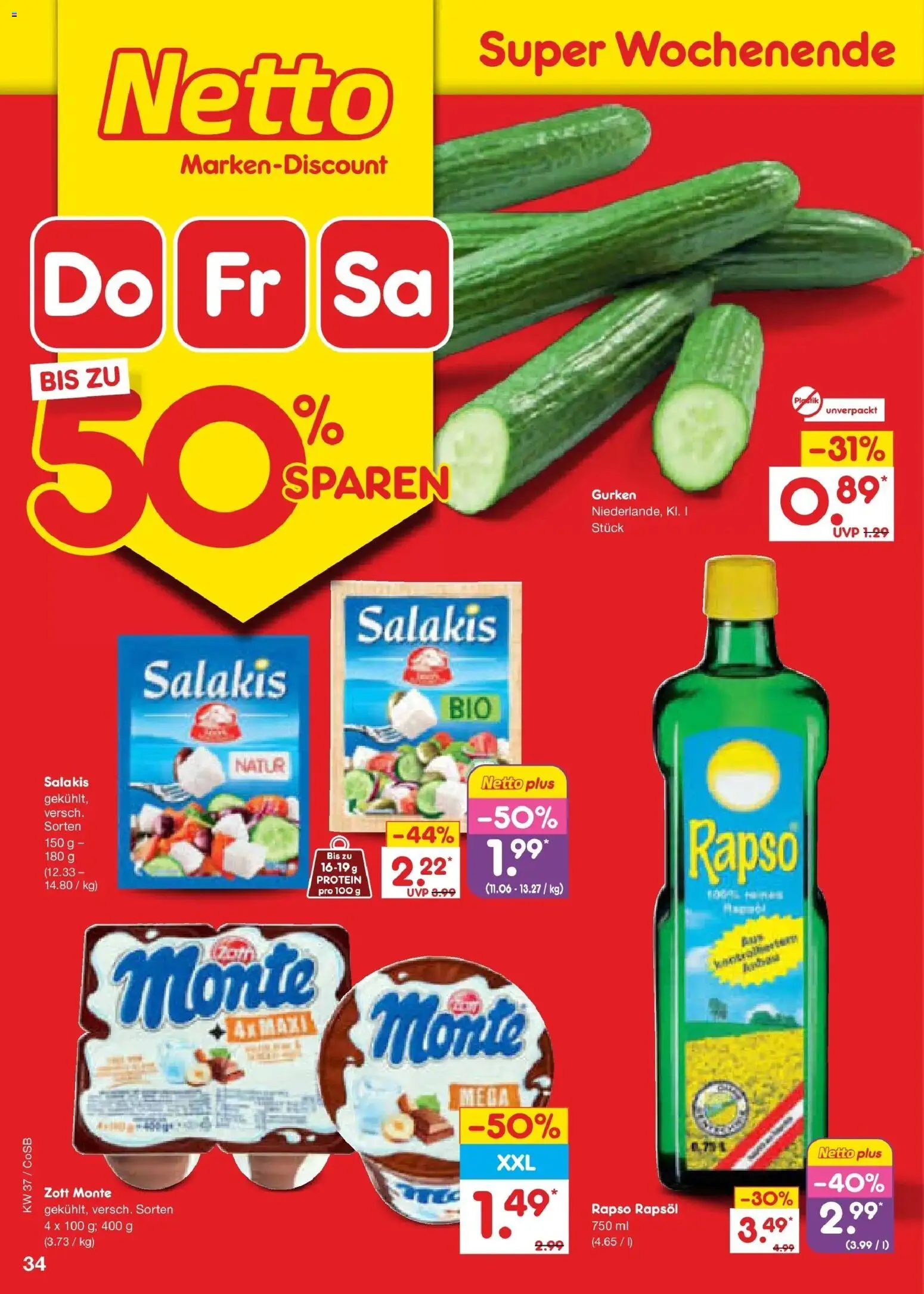 Netto Marken-Discount Prospekt Leipzig – gültig ab 07.09.2026 | Seite: 50 | Produkte: Rapsöl, Salakis, Gurken, Rapso rapsol