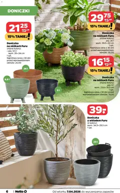 Pogląd oferty "Netto gazetka - Dom i ogród" - ważna od 07.04.2026 | Strona: 6 | Produkty: Doniczka, Doniczki