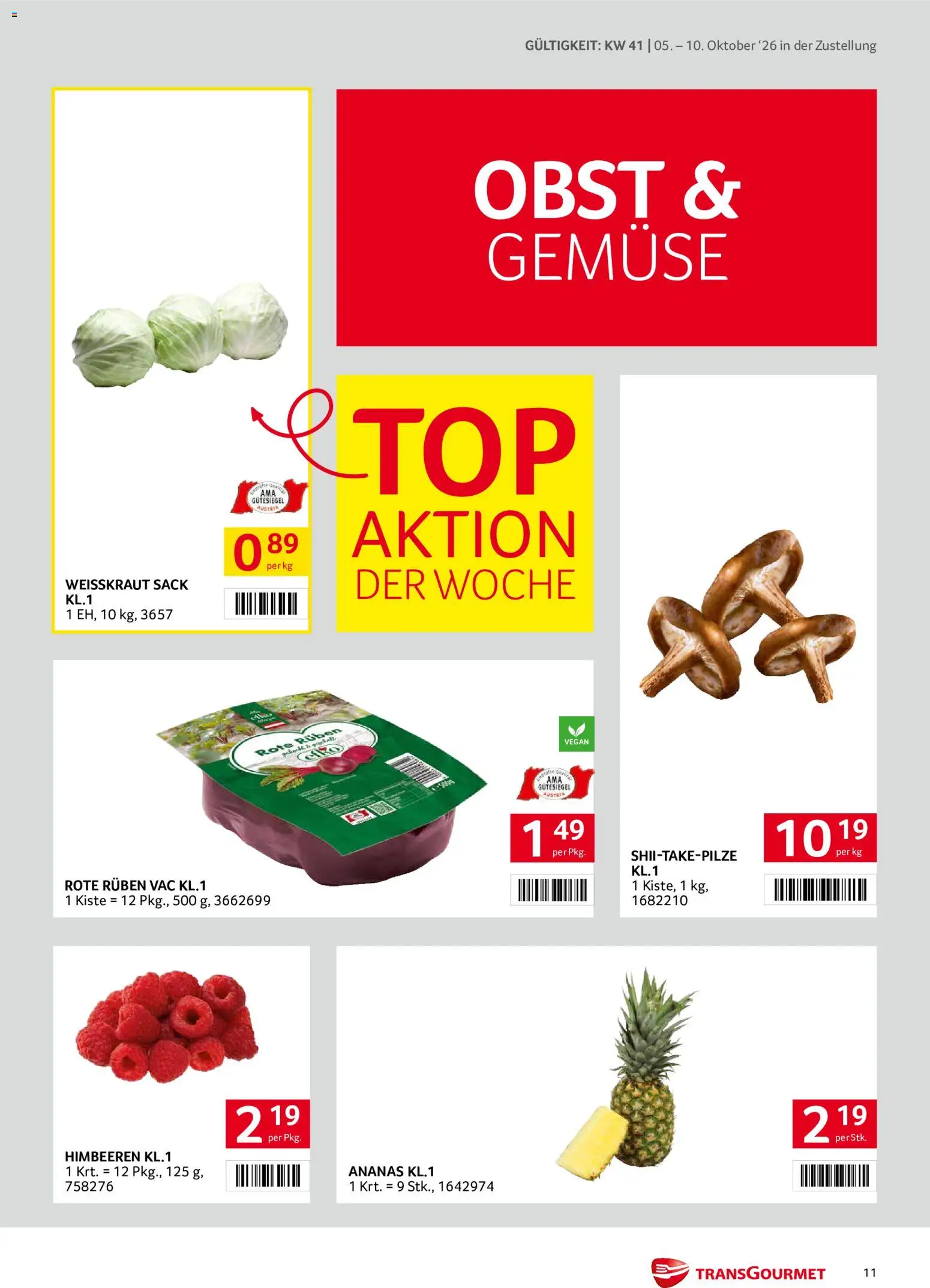 Transgourmet Zustellaktion gültig ab 05.10.2026 | Seite: 11 | Produkte: Gemüse, Obst, Ananas